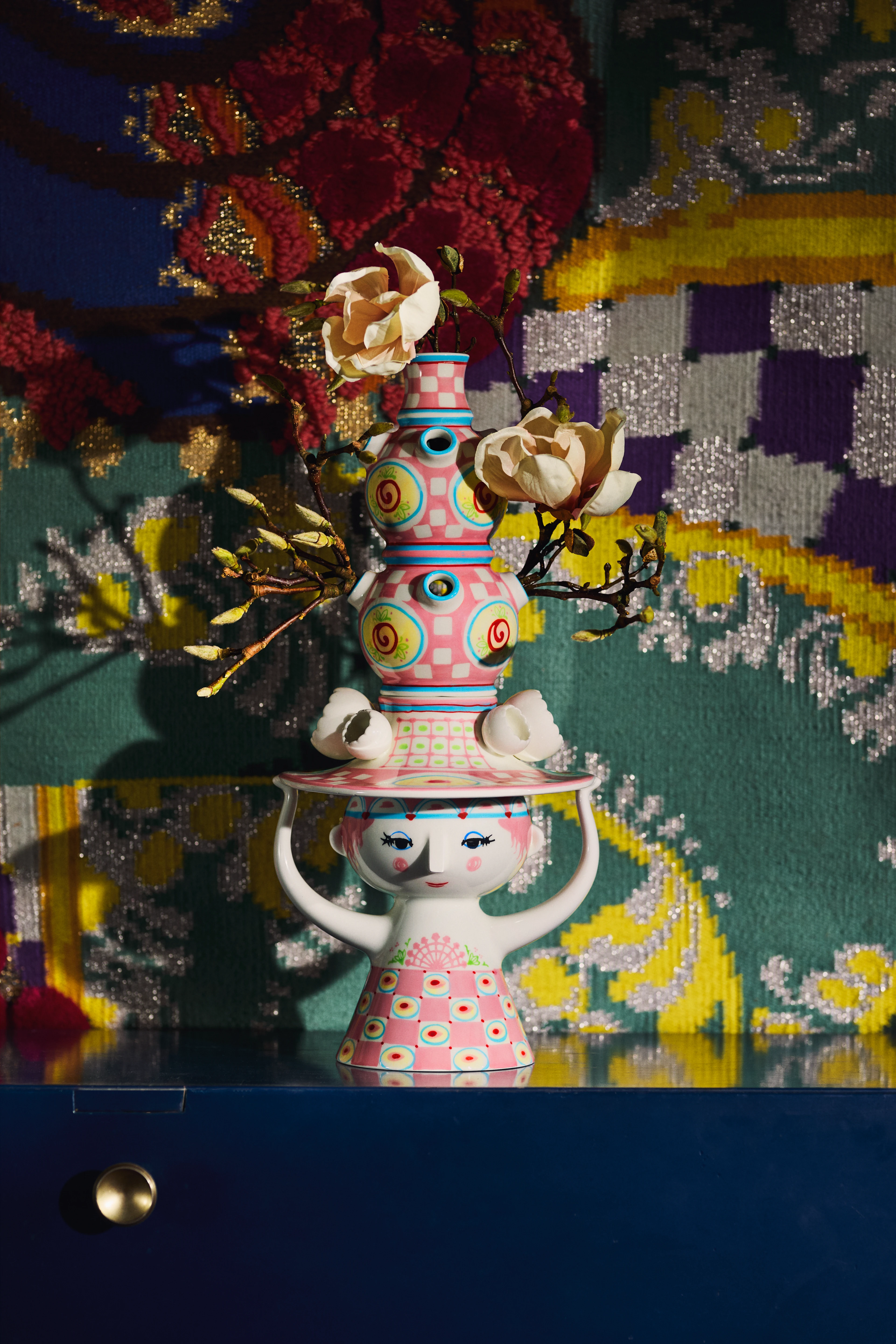 Vase H50 cm from Bjørn Wiinblad in Pink color, made of Ceramics