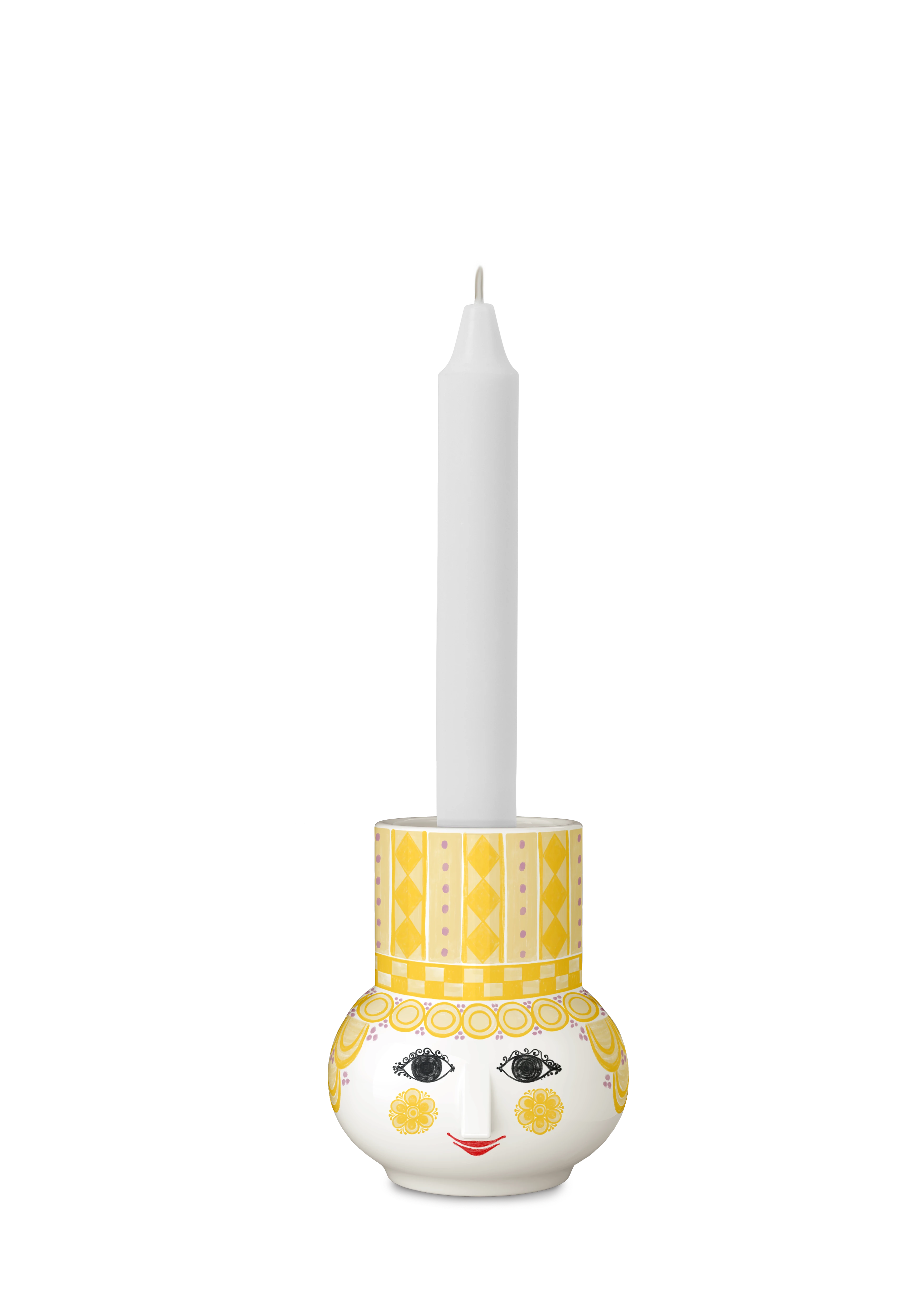 Bjørn Wiinblad Candle holder H9 cm in Yellow from Olga