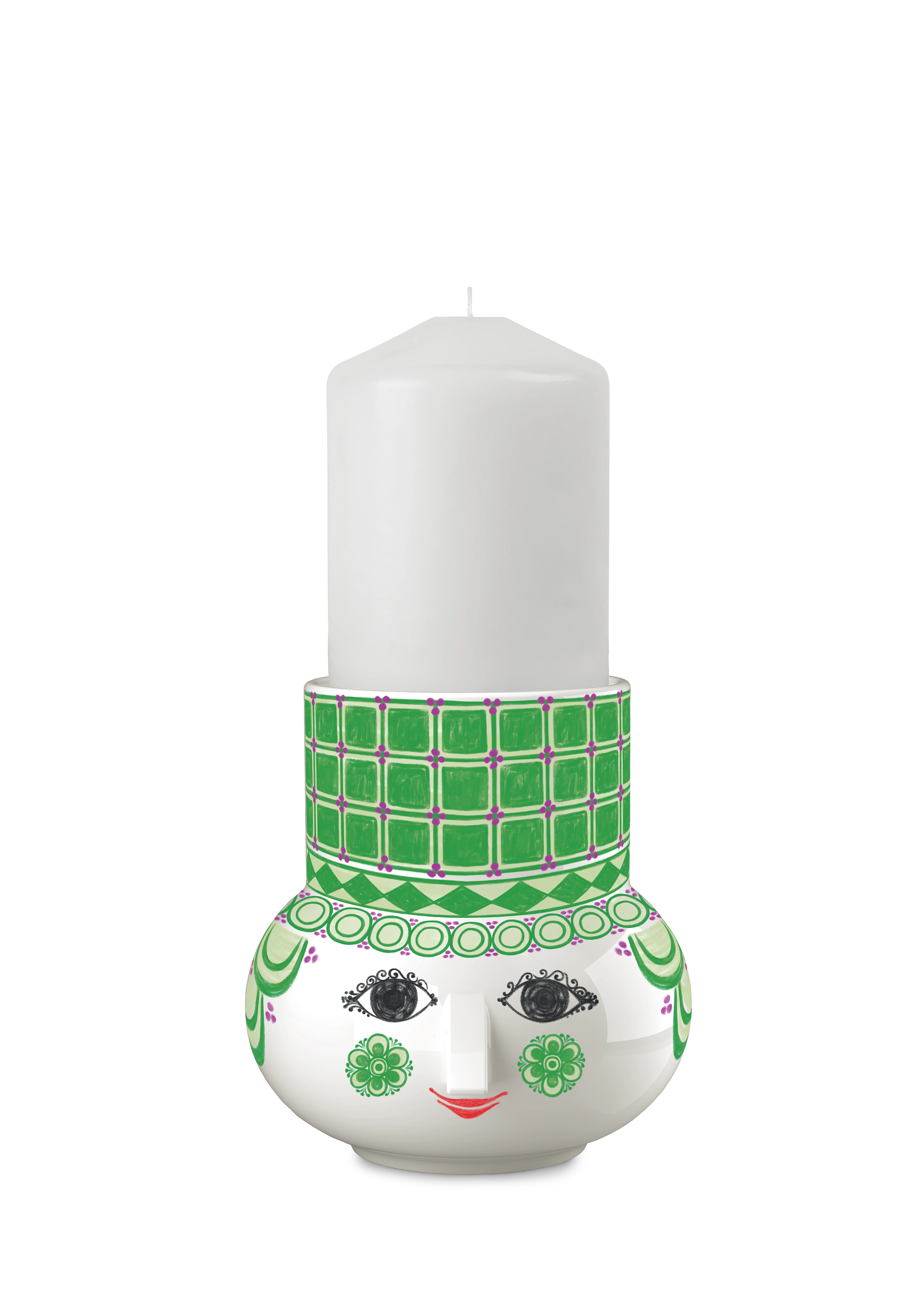 Block candle holder H12 from Bjørn Wiinblad in Green color, made of Ceramics