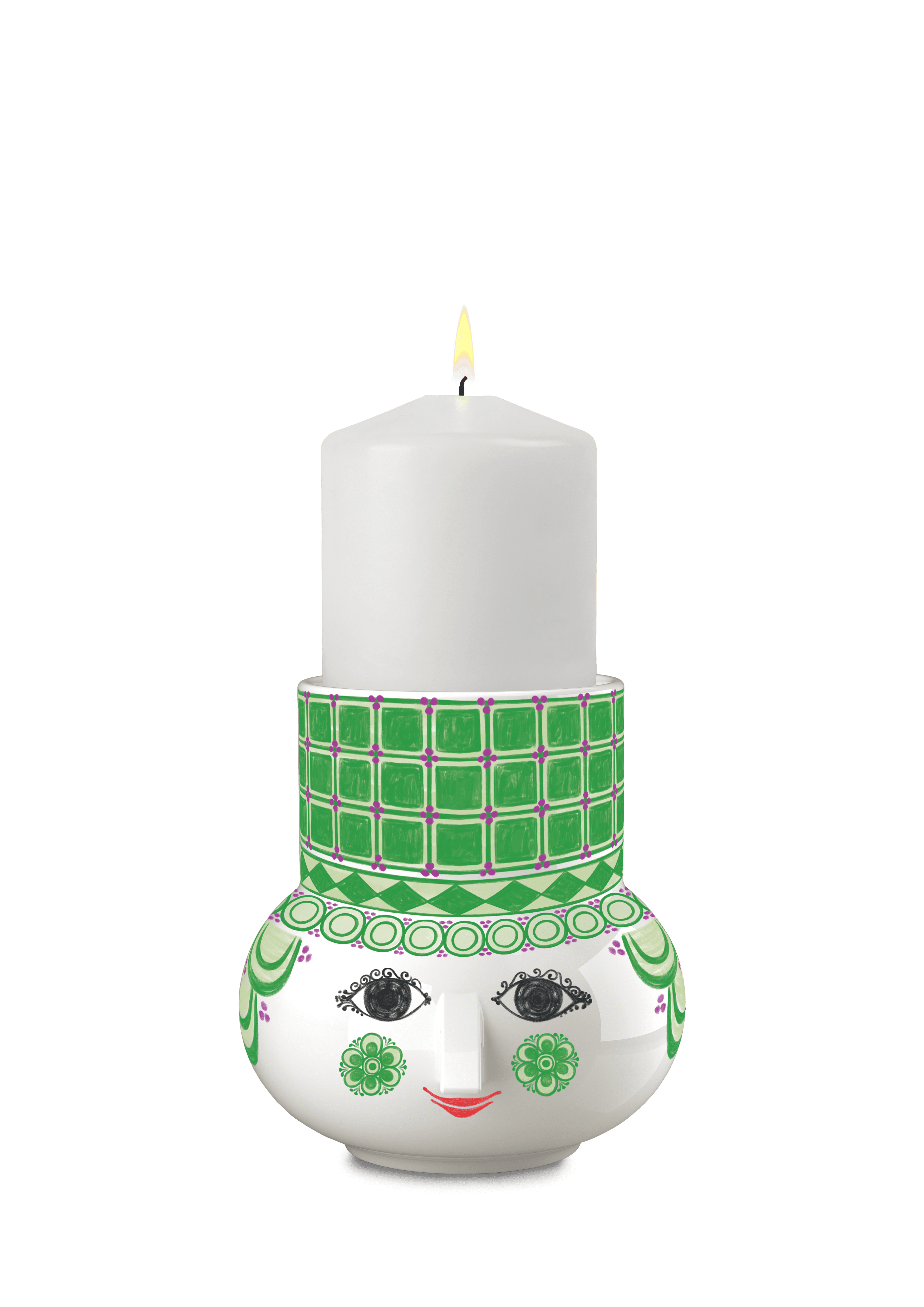 支給品　Flanders baloise　ビブショーツ　フランダースバロワーズ Bjørn Wiinblad Block candle holder H12 in Green from Olga