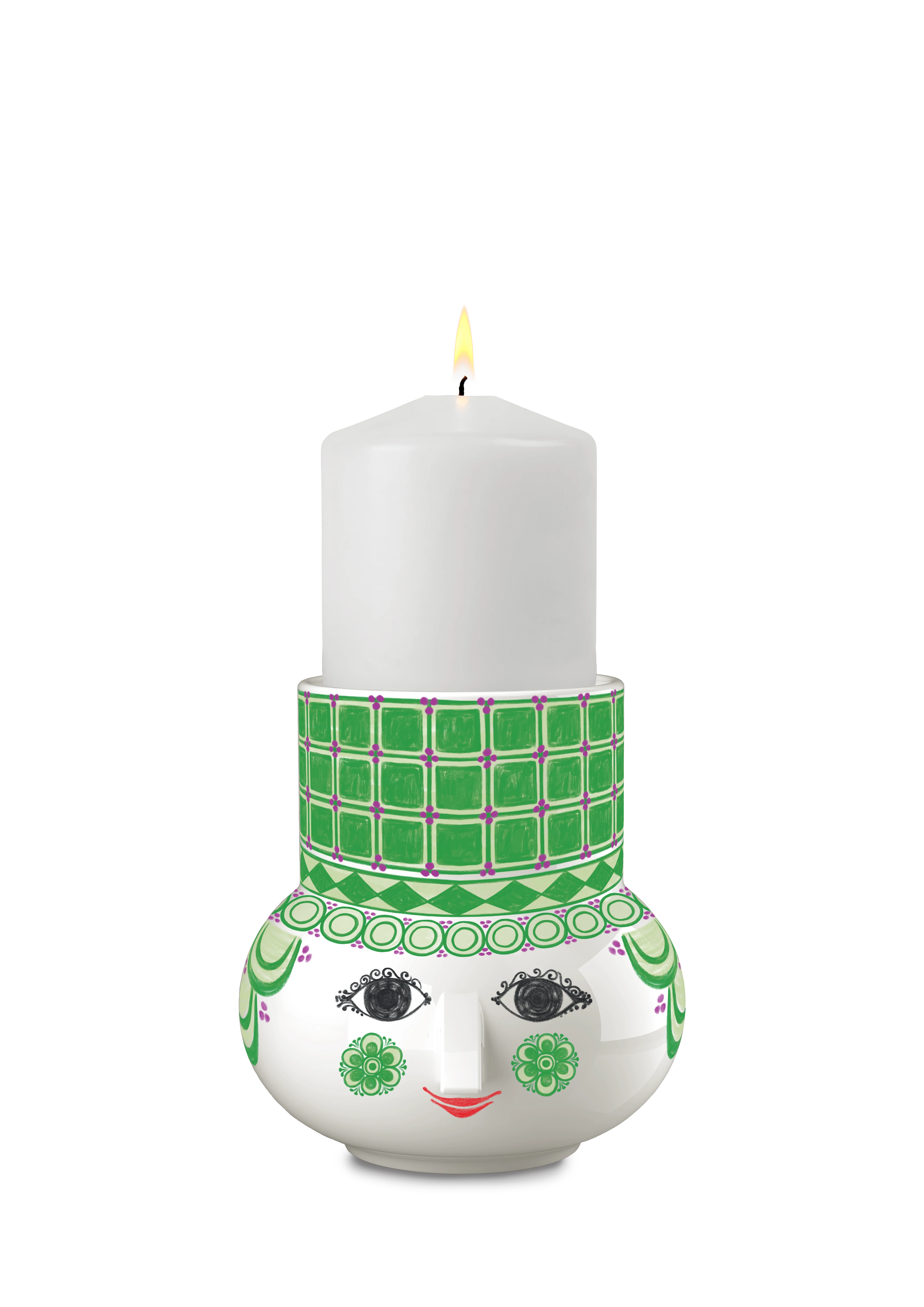 Block candle holder H12 from Bjørn Wiinblad in Green color, made of Ceramics