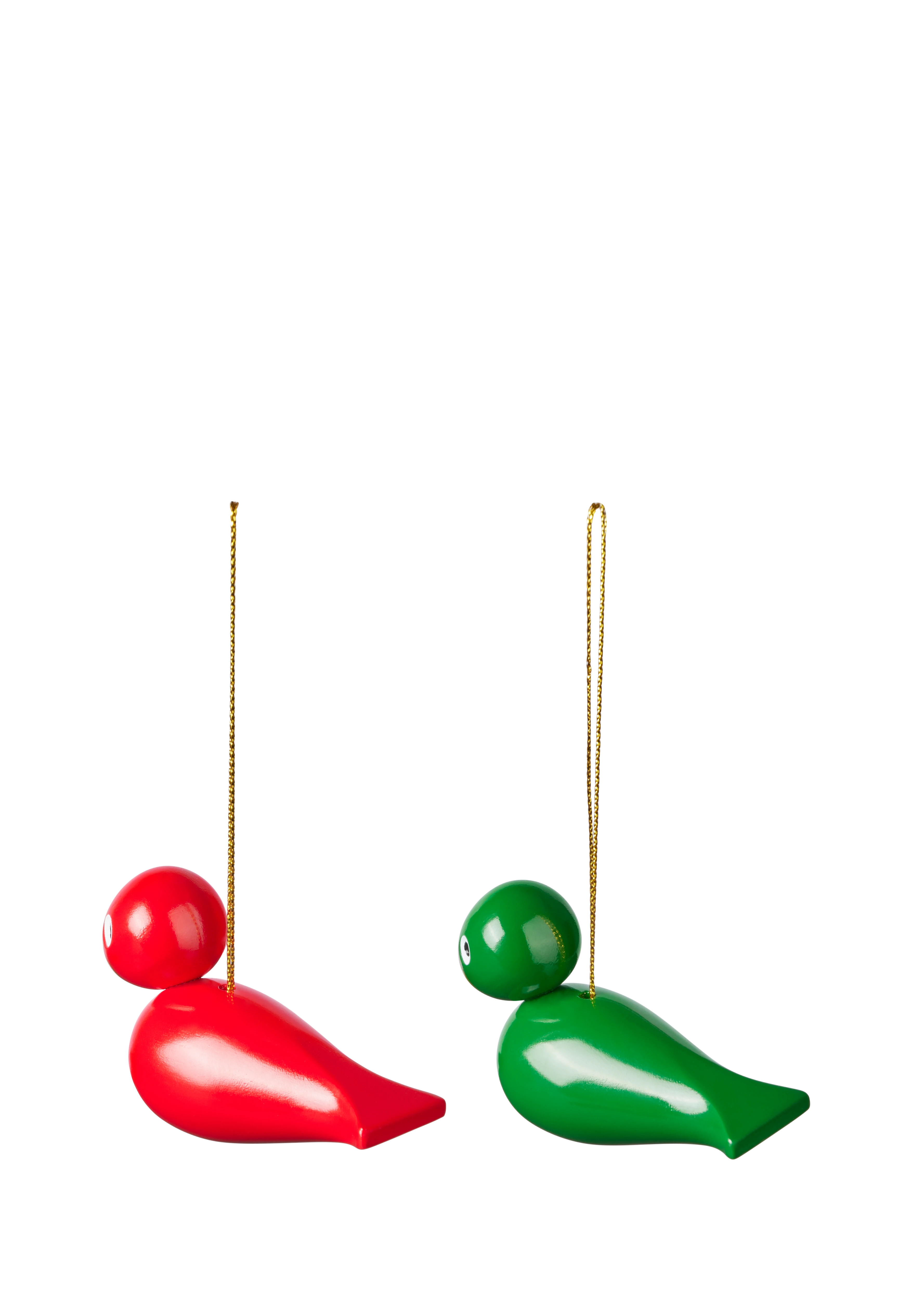 Christmas birds H5 2 pcs. from Kay Bojesen in Red/Green color, made of Wood