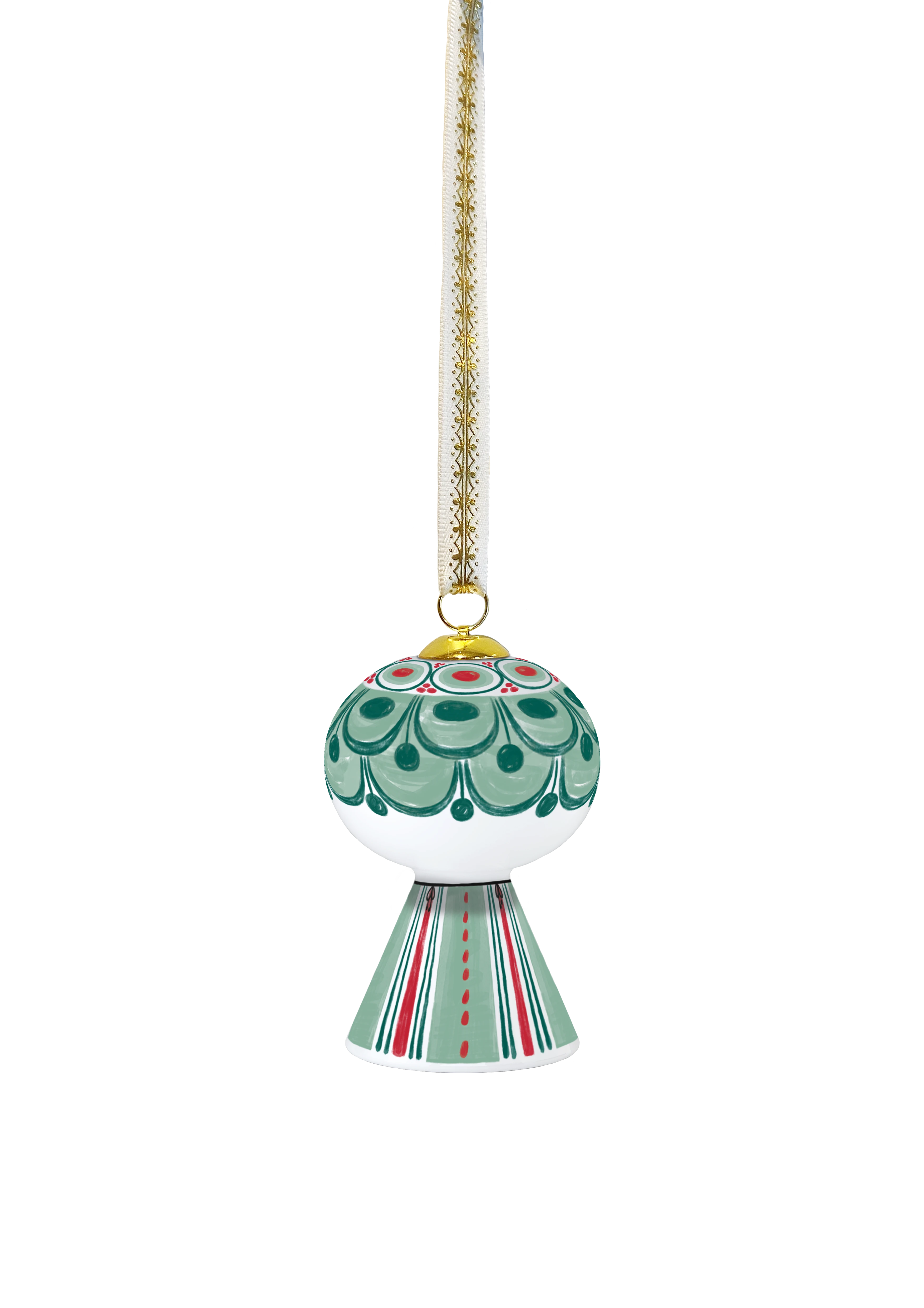 Christmas Ornament 2025 H7.5 from Bjørn Wiinblad in Green color, made of Ceramics