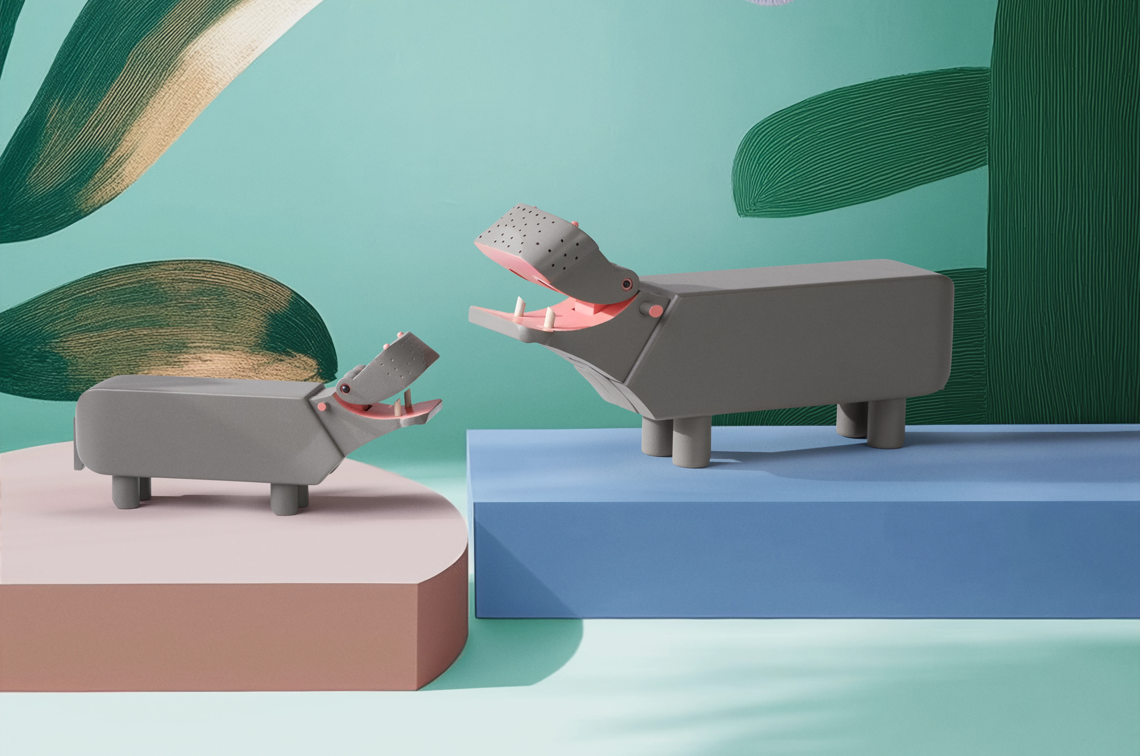 Hippo H9 cm from Kay Bojesen in Grey color, made of Wood