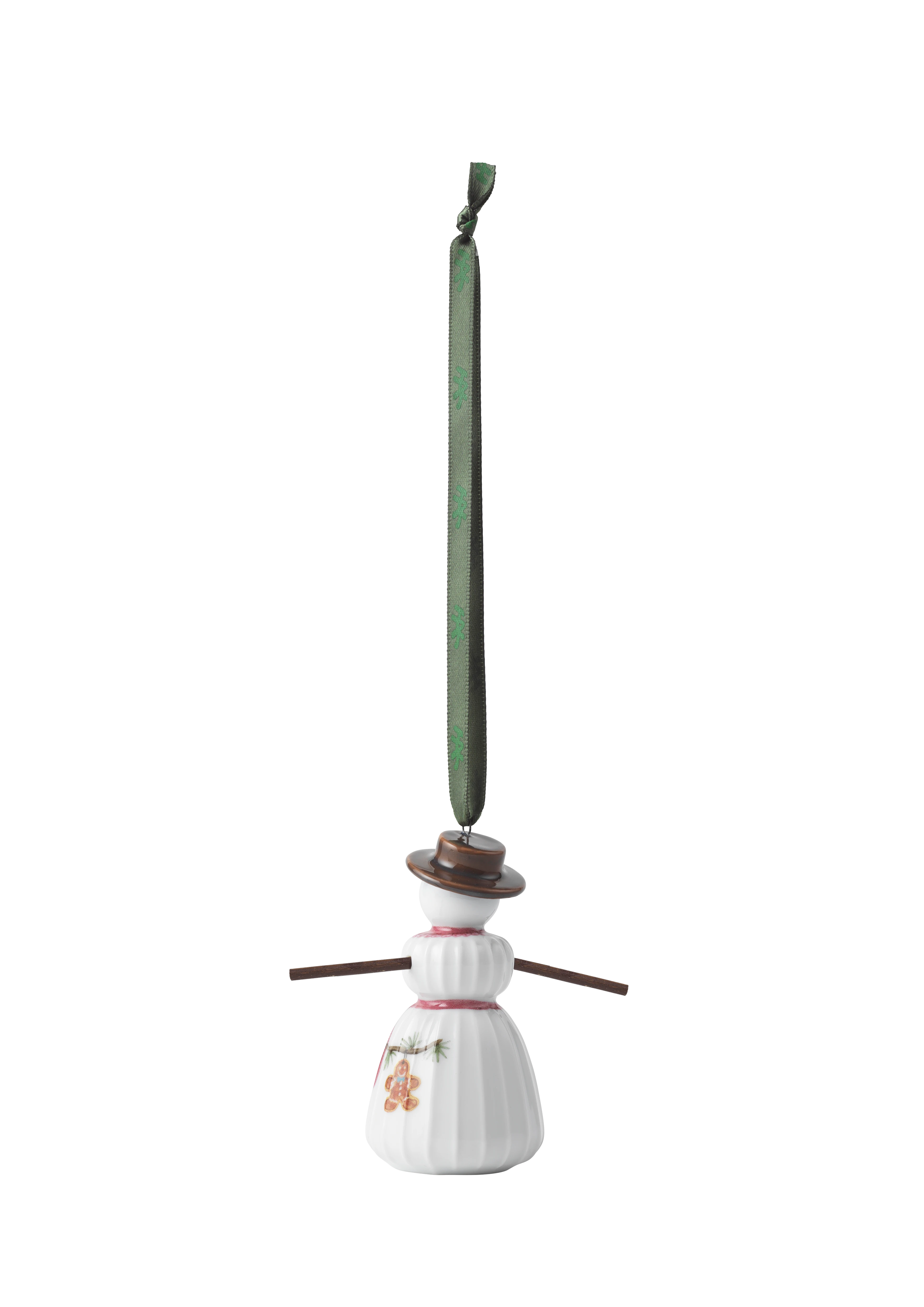 Schneefrau hängend H 9 von Kähler in der Farbe Weiss mit Dekoration, hergestellt aus Keramik