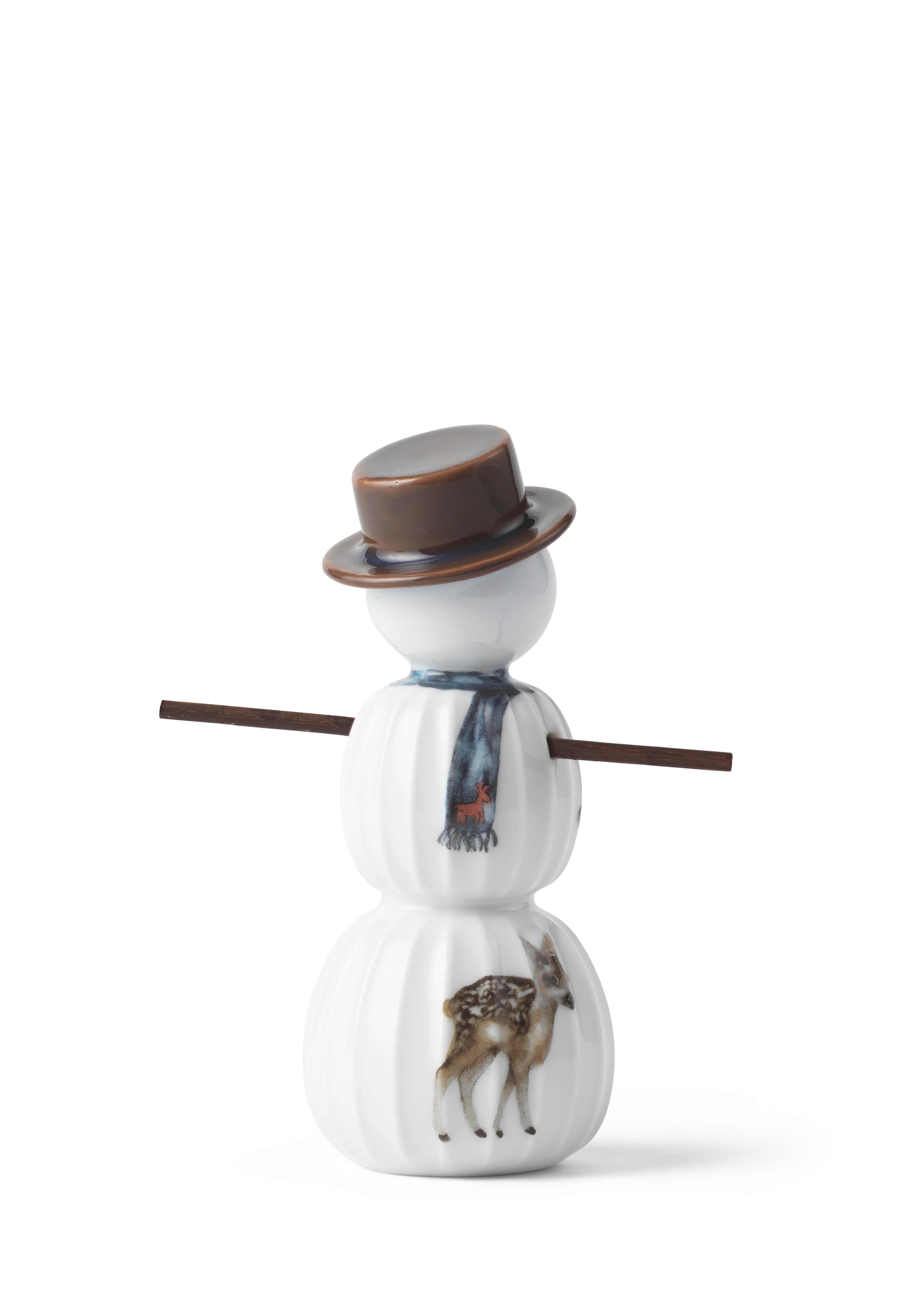 Schneemann H 11,5 von Kähler in der Farbe Weiss mit Dekoration, hergestellt aus Keramik