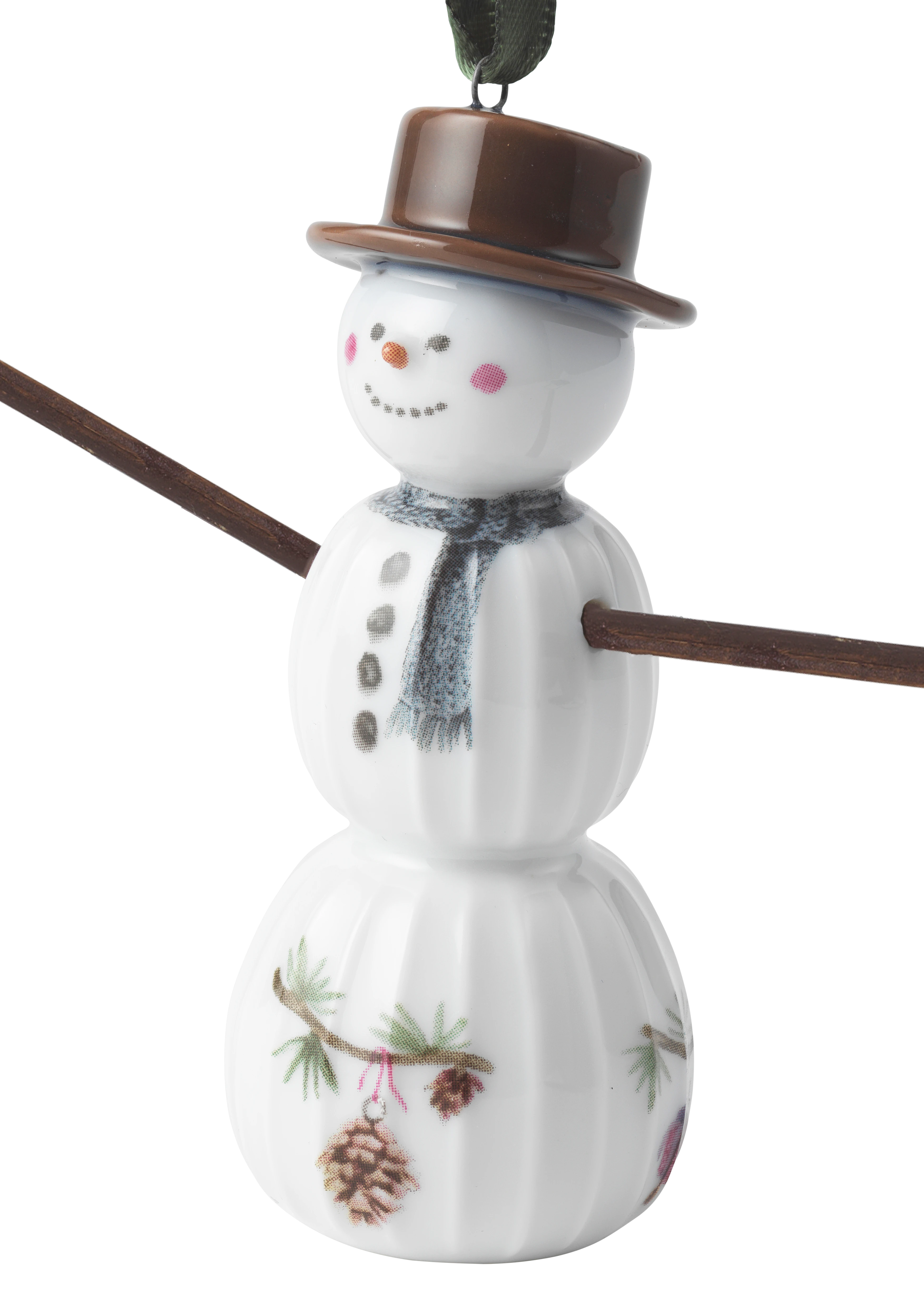 Schneemann hängend H 9,5 von Kähler in der Farbe Weiss mit Dekoration, hergestellt aus Keramik