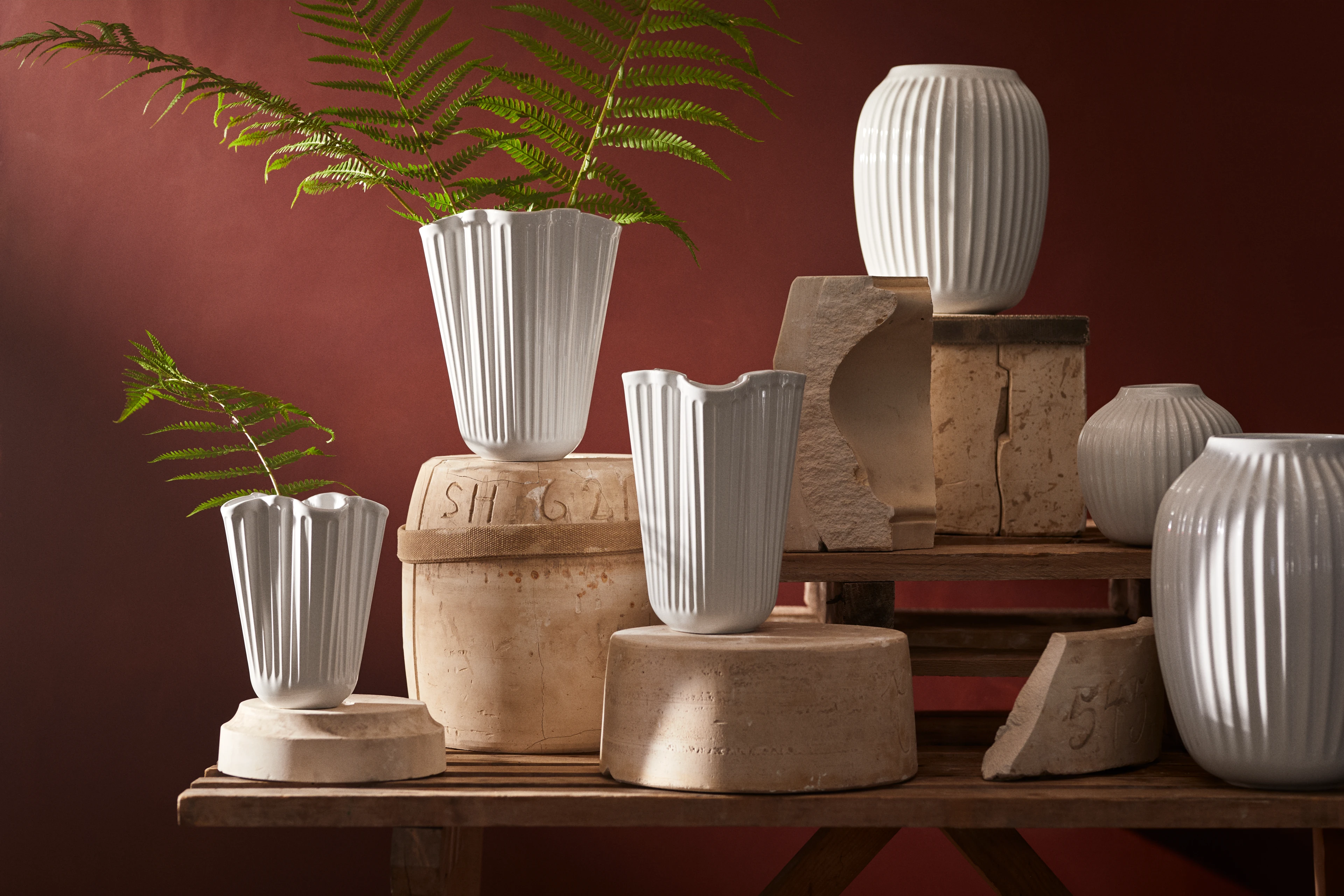 Unfold Vase H20.5 cm from Kähler  in White color, made of Ceramics