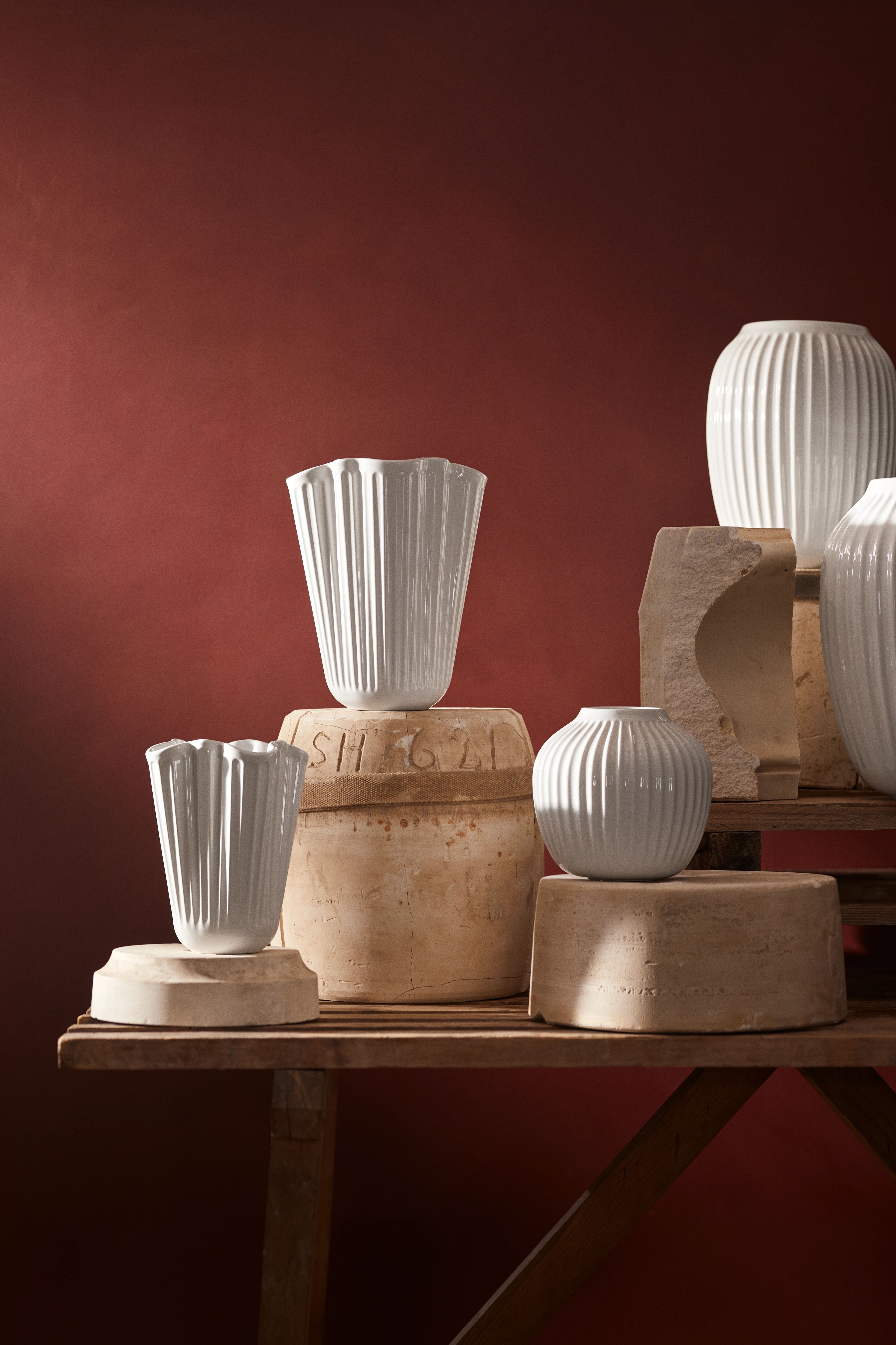 Unfold Vase H20.5 cm from Kähler  in White color, made of Ceramics