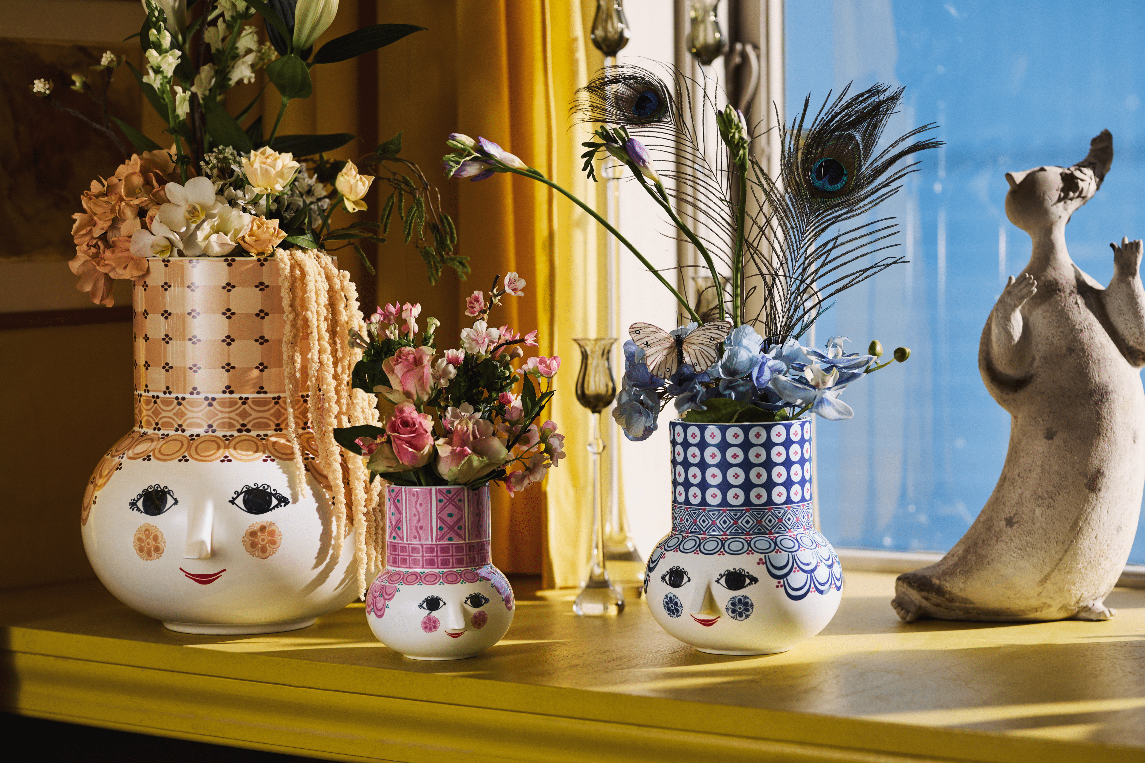 Bjørn Wiinblad Vase H20 cm in Blue from serie Olga