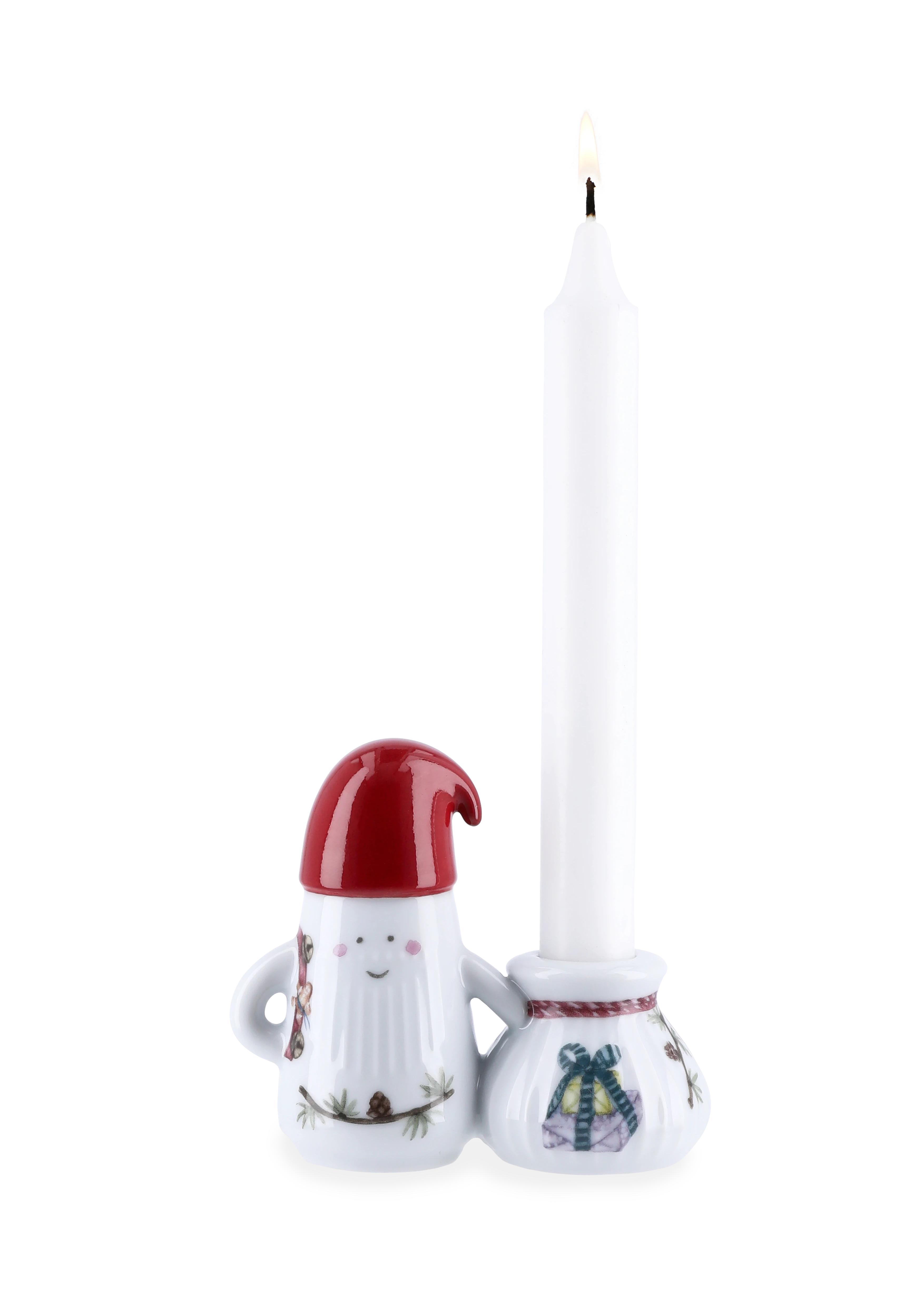 Weihnachtsmann Kerzenhalter H8.5 von Kähler in der Farbe Weiss mit Dekoration, hergestellt aus Keramik