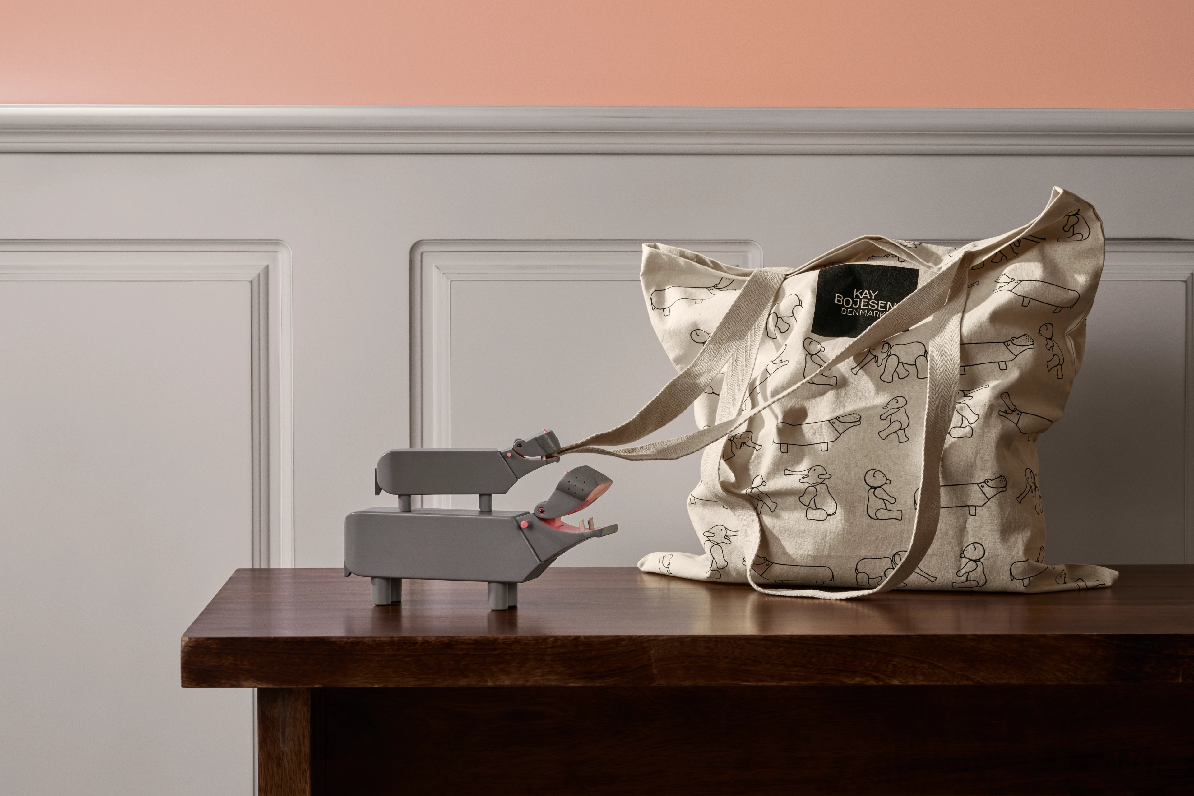 Hippo liliput from Kay Bojesen in Grey color, made of Wood