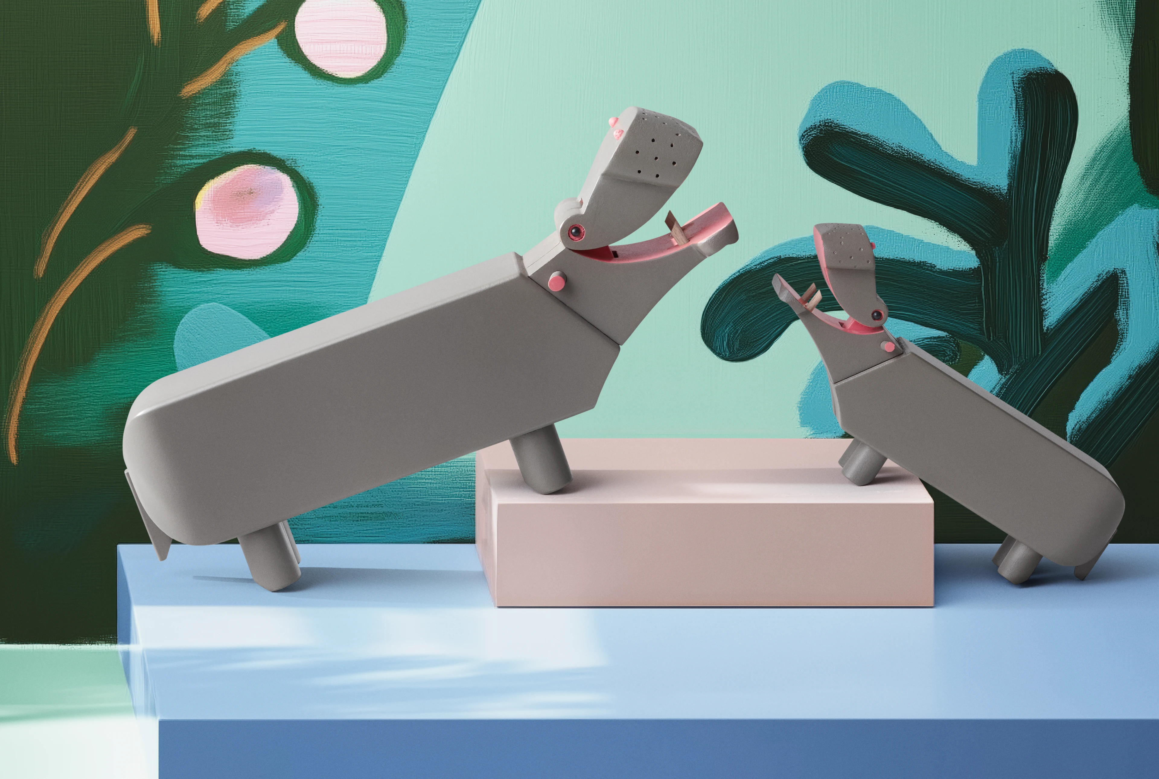 Hippo H9 cm from Kay Bojesen in Grey color, made of Wood