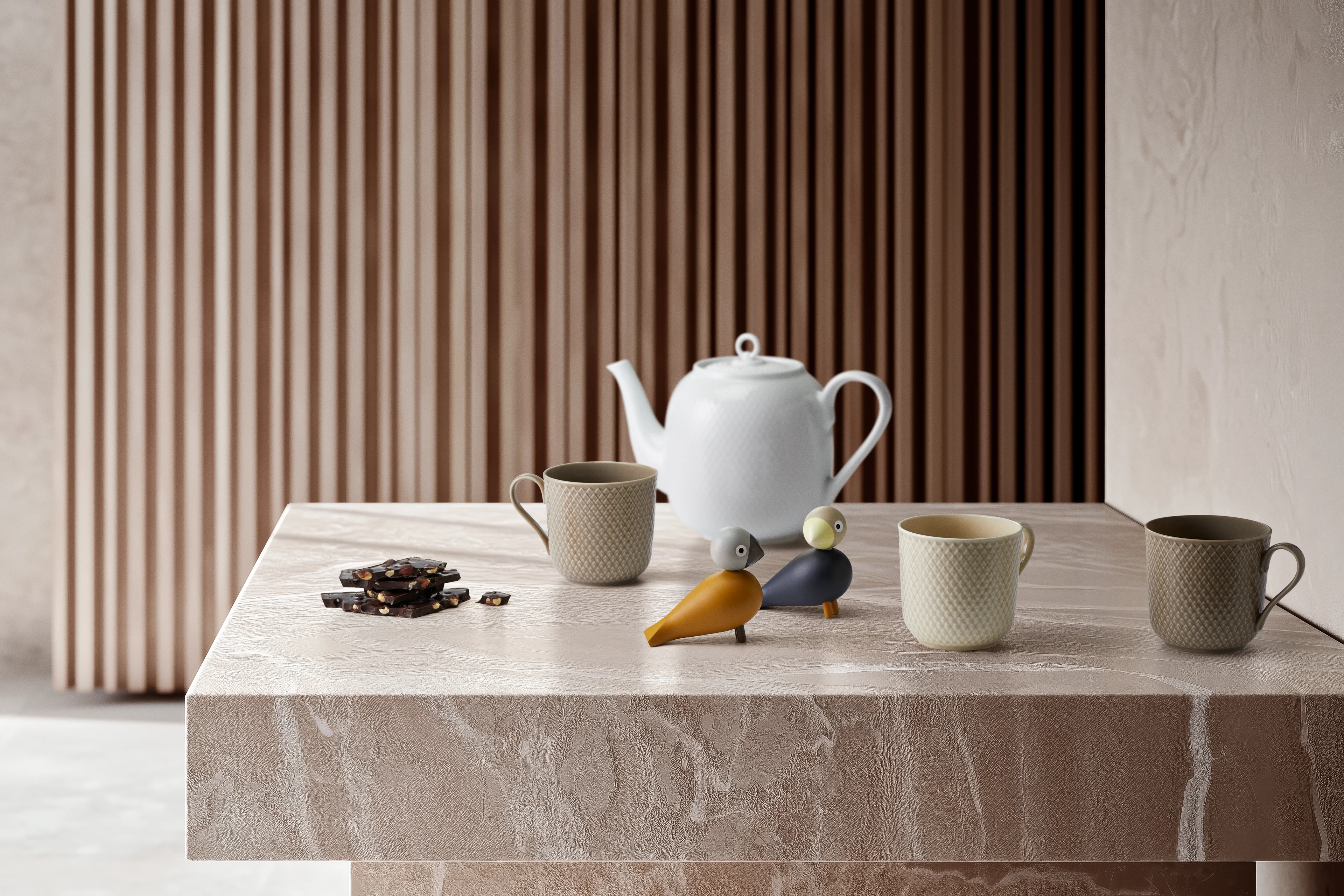 You & Me Lovebirds H9 cm 1 set from Kay Bojesen in Coal/Dark Ochre color, made of Wood