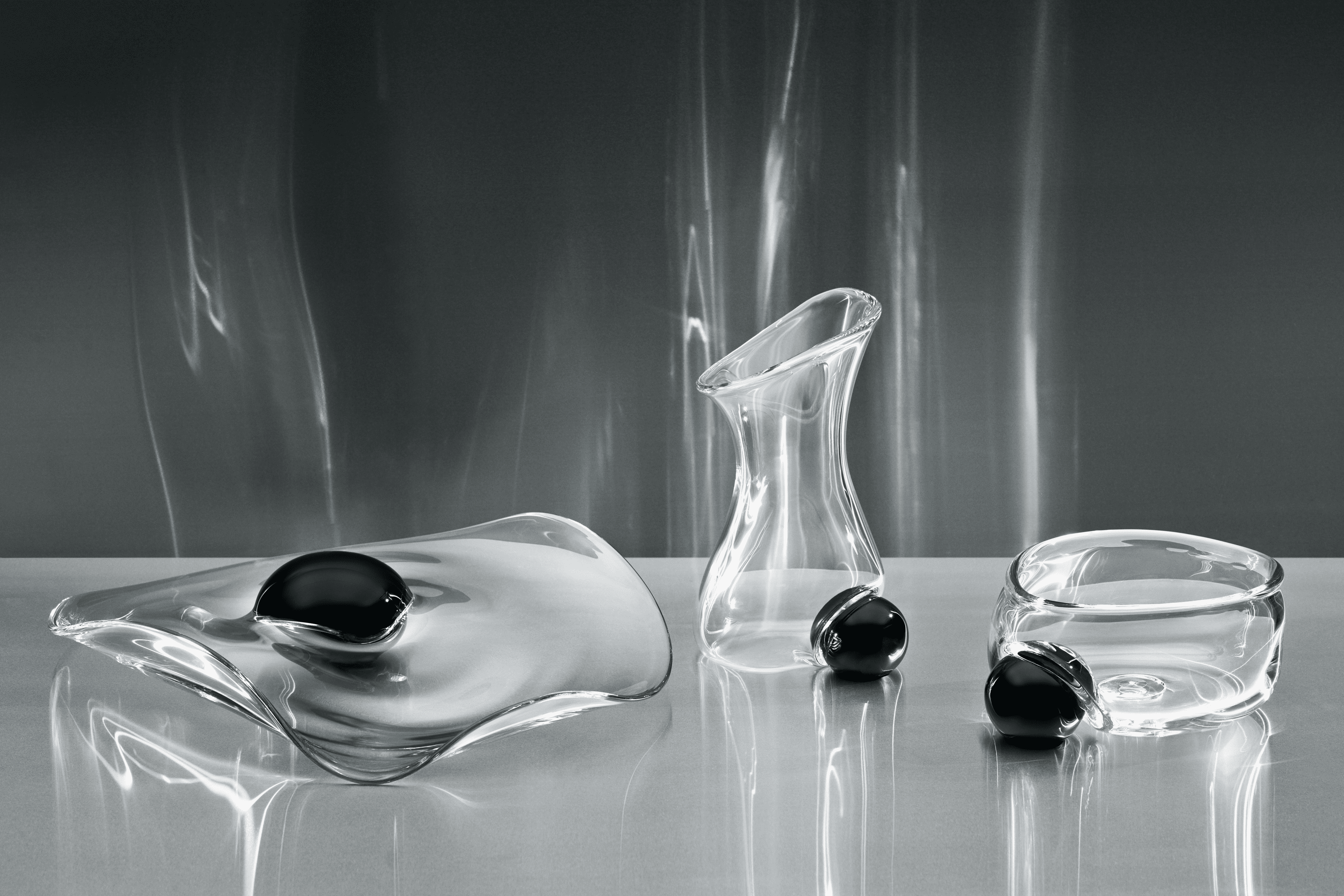 Holmegaard 3点 Holmegaard Centerpiece in Clear from serie Silhouette