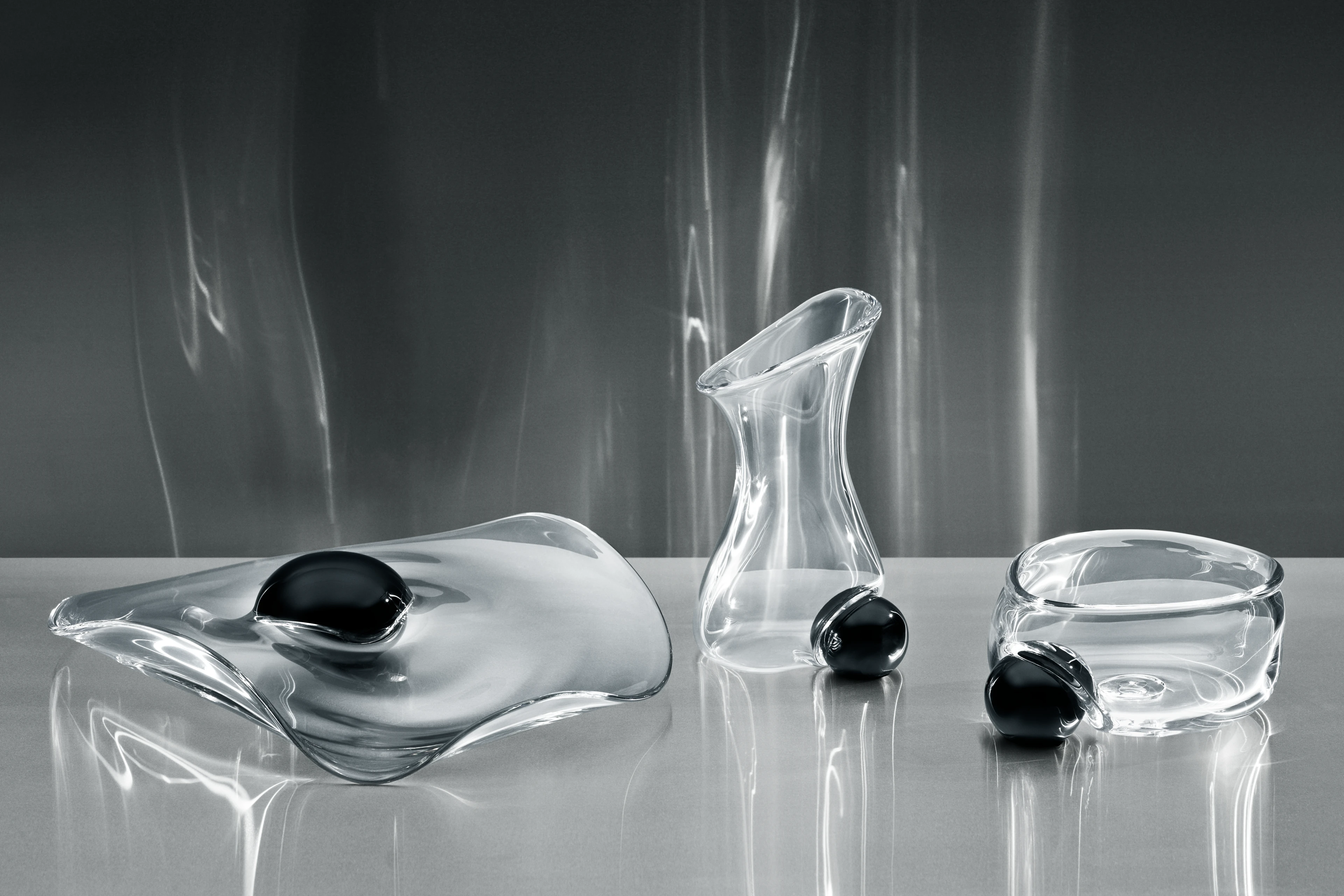 Vase H36 cm fra Holmegaard i fargen Klar, laget av Glass