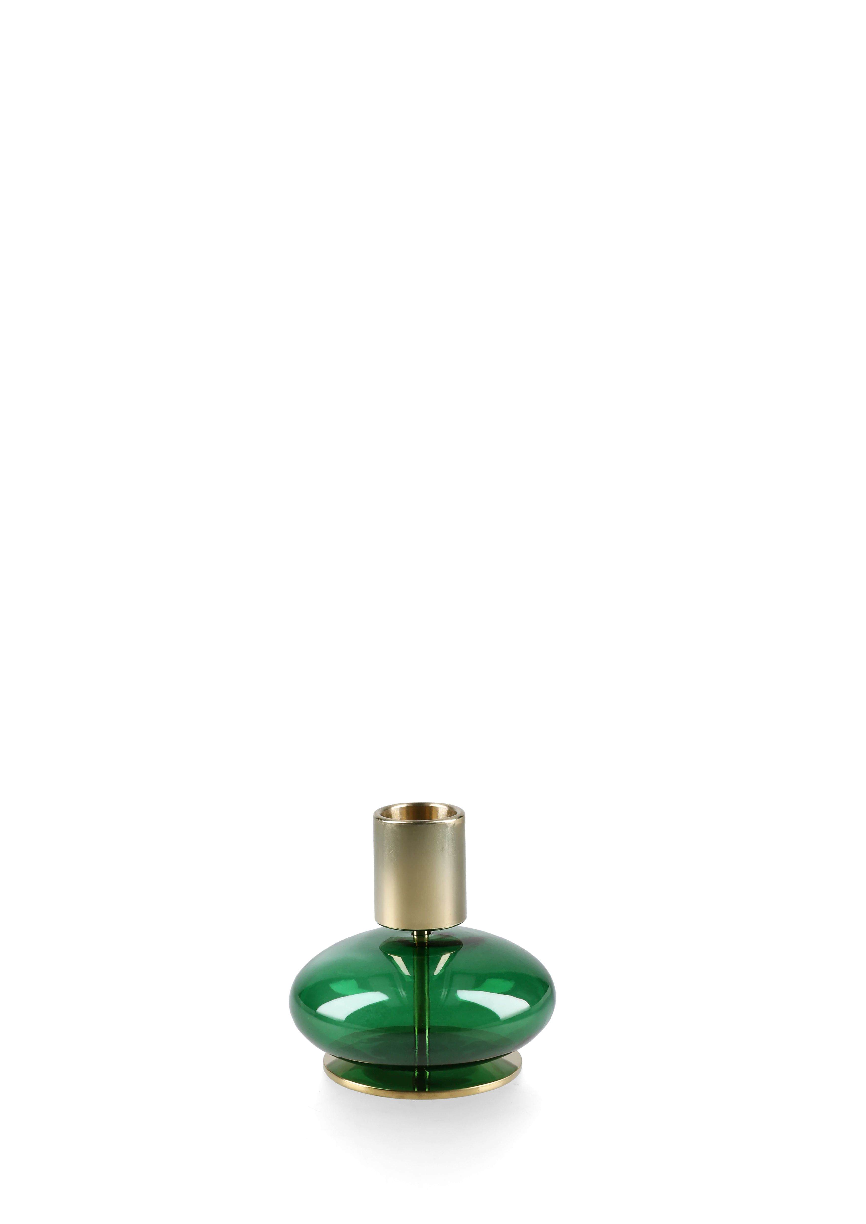 Candle holder H8 cm from Holmegaard in Green color, made of Glass