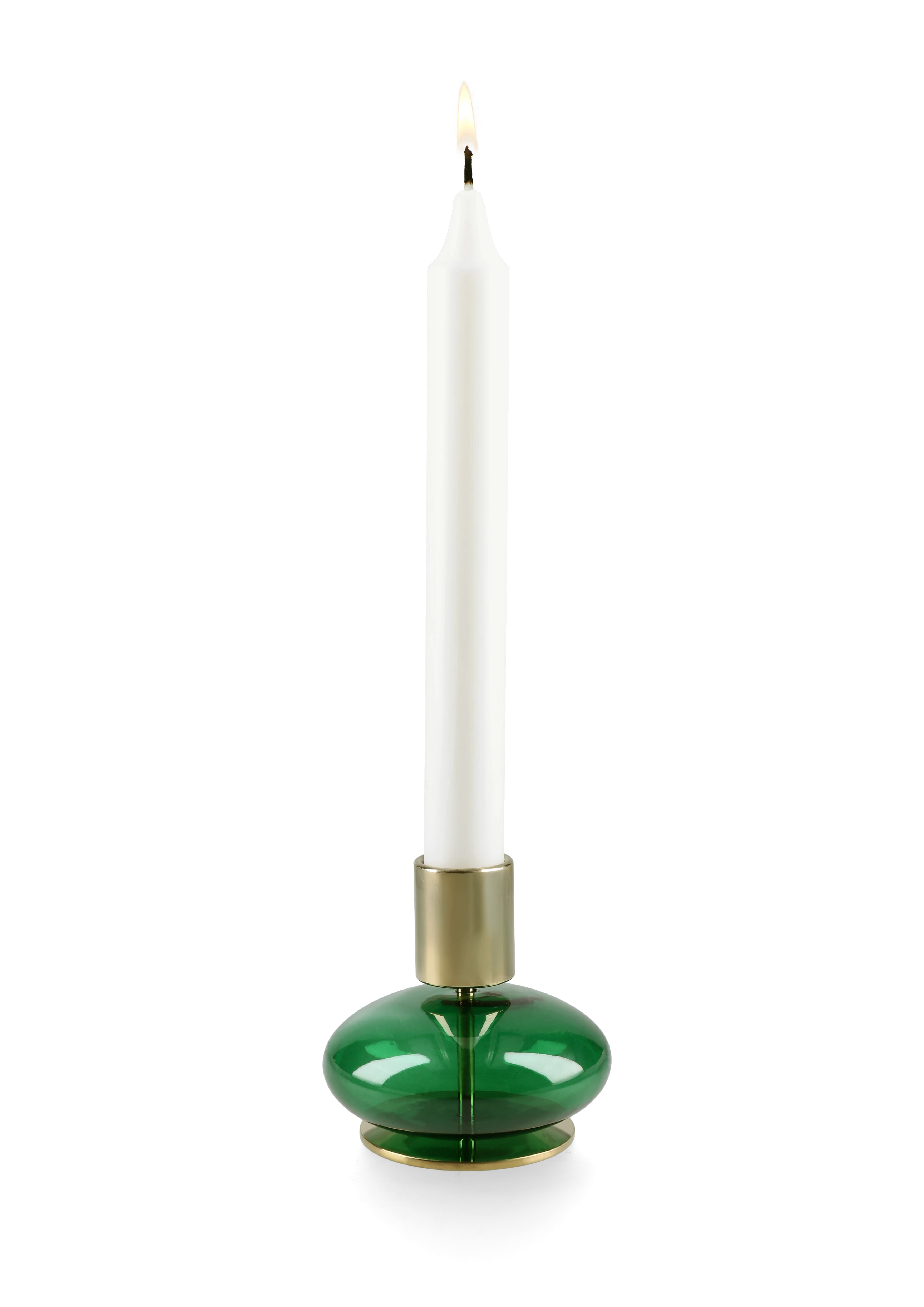 Candle holder H8 cm from Holmegaard in Green color, made of Glass