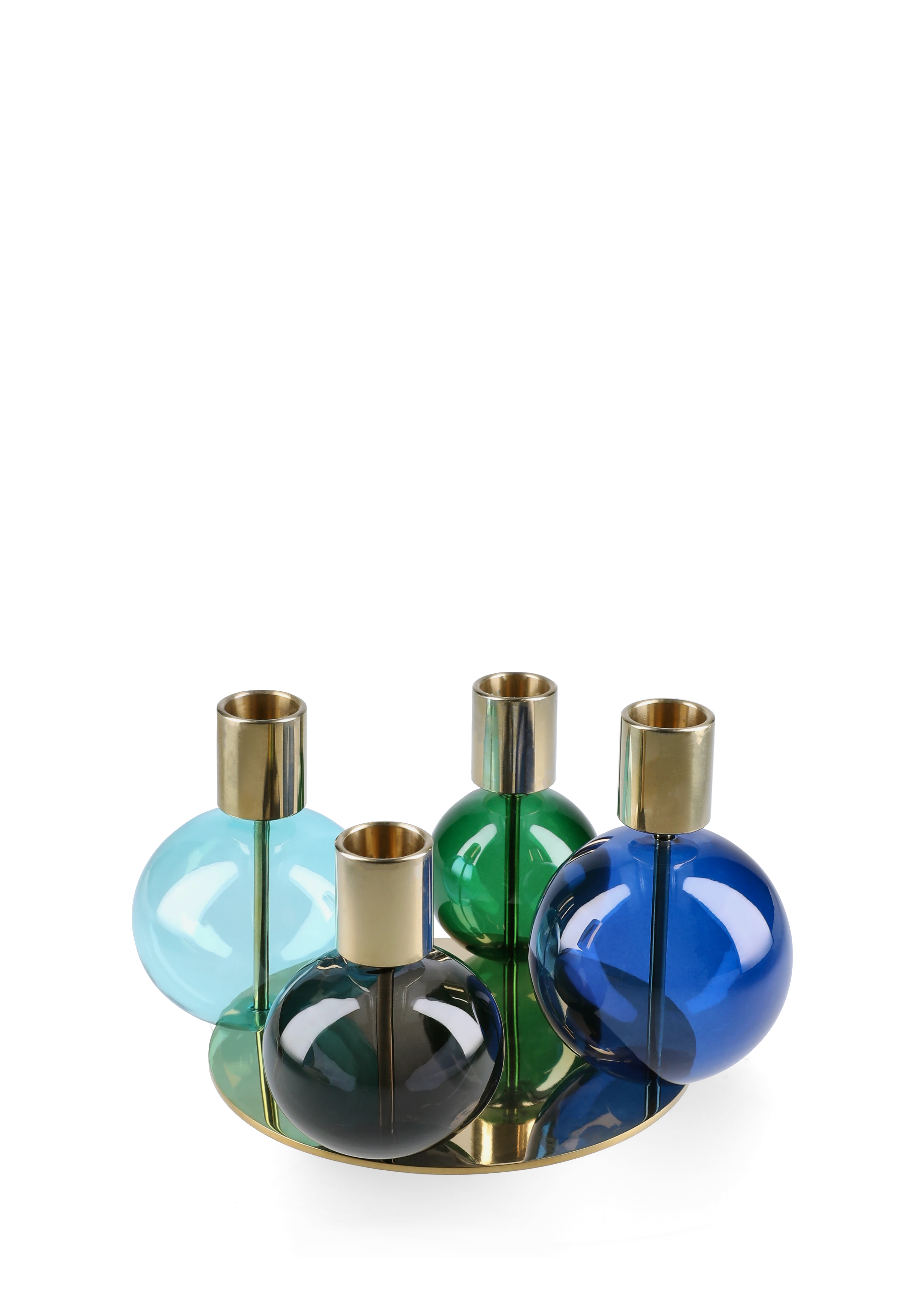 4-armed candle holder Ø17.5 cm from Holmegaard in Blue/Green color, made of Glass