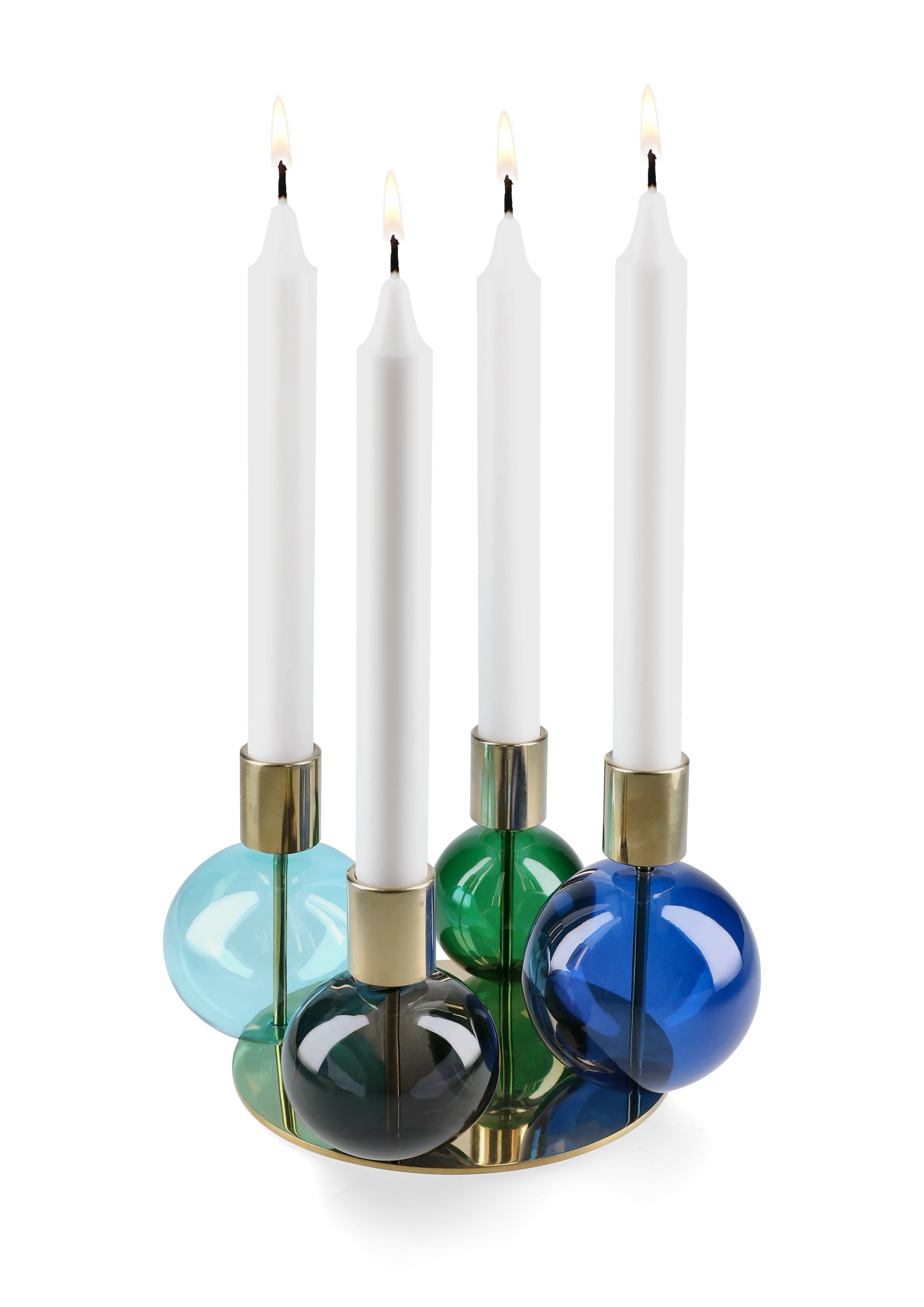 4-armed candle holder Ø17.5 cm from Holmegaard in Blue/Green color, made of Glass