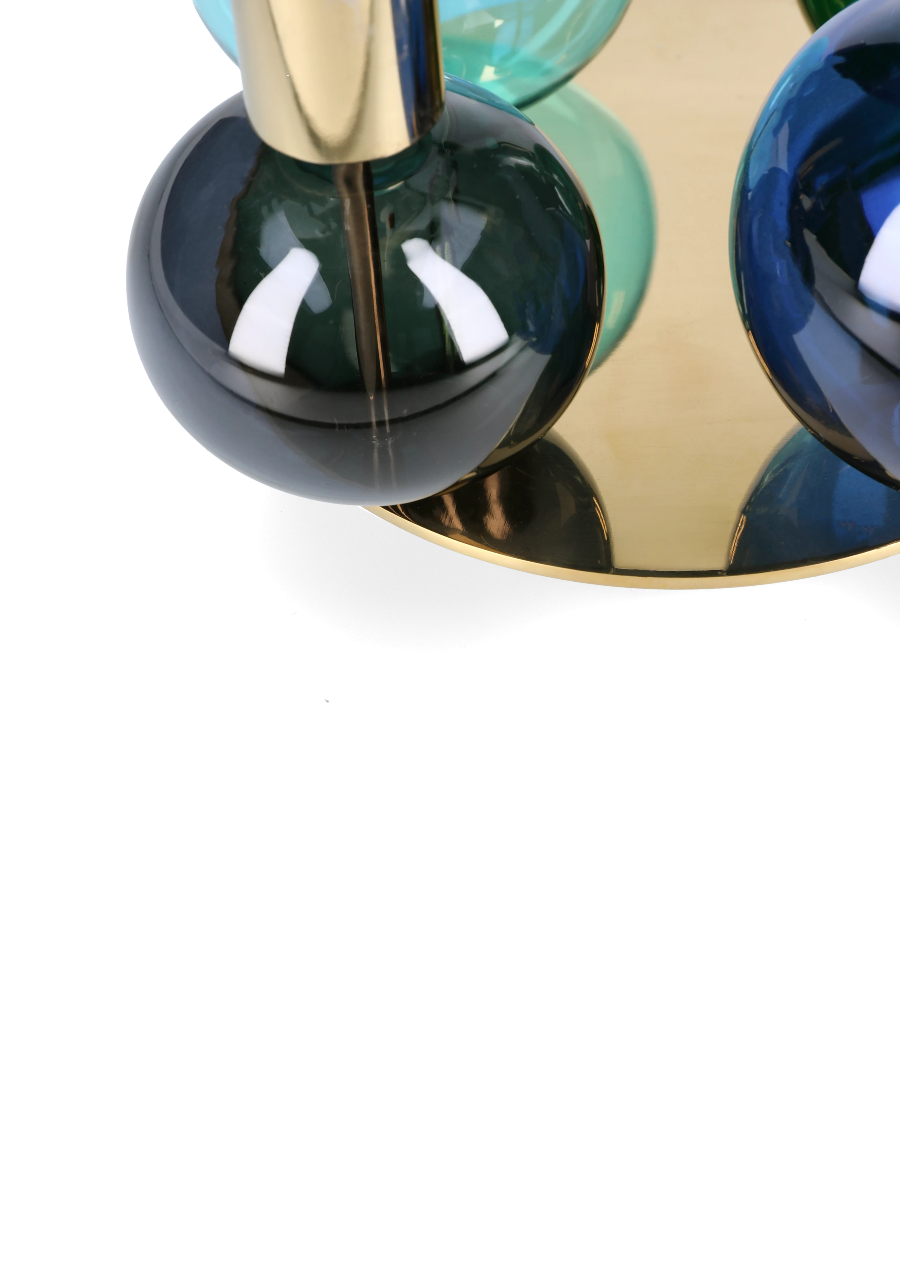 4-armad ljusstake Ø17,5 cm från Holmegaard i färgen Blå/Grön, tillverkad av Glas