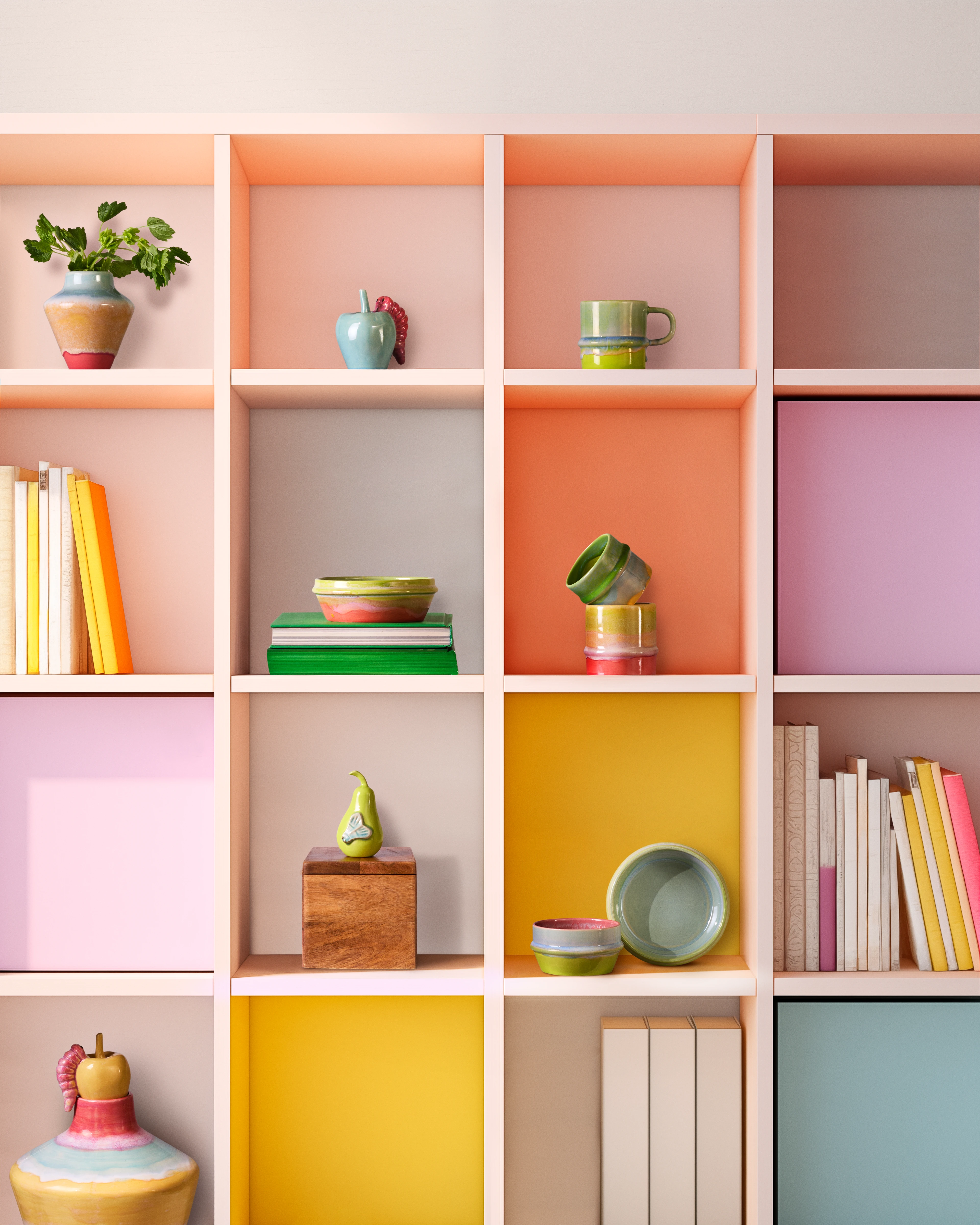 Vas H12 cm från Kähler i färgen Pink/Mint/Gul, tillverkad av Keramik