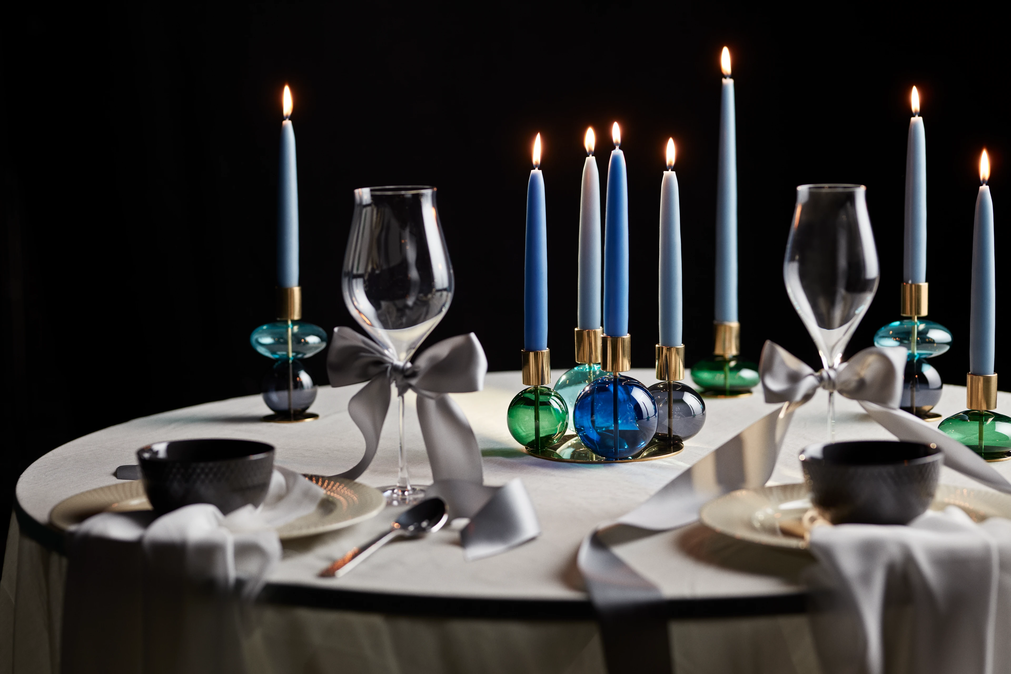 Candle holder H8 cm from Holmegaard in Green color, made of Glass