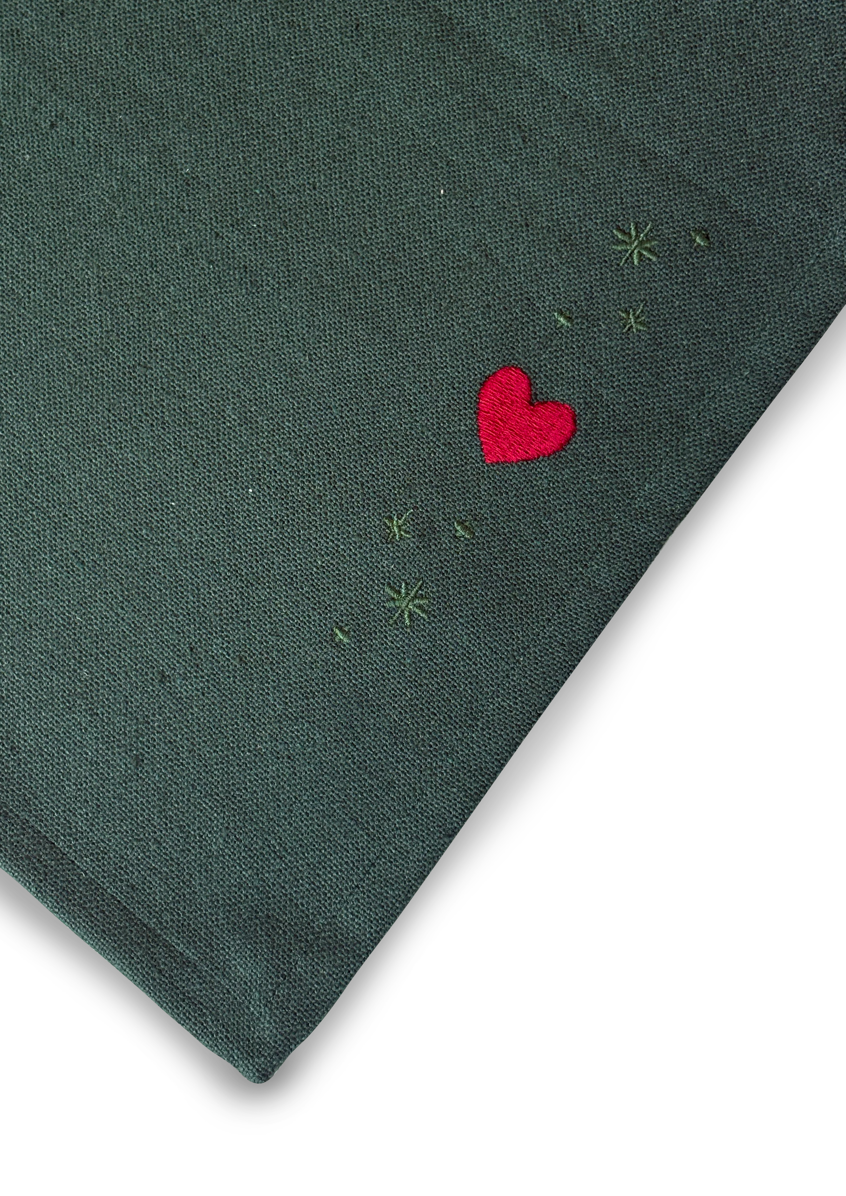 Hearts Place mat 49x32 cm from JUNA in Green color, made of Cotton blend