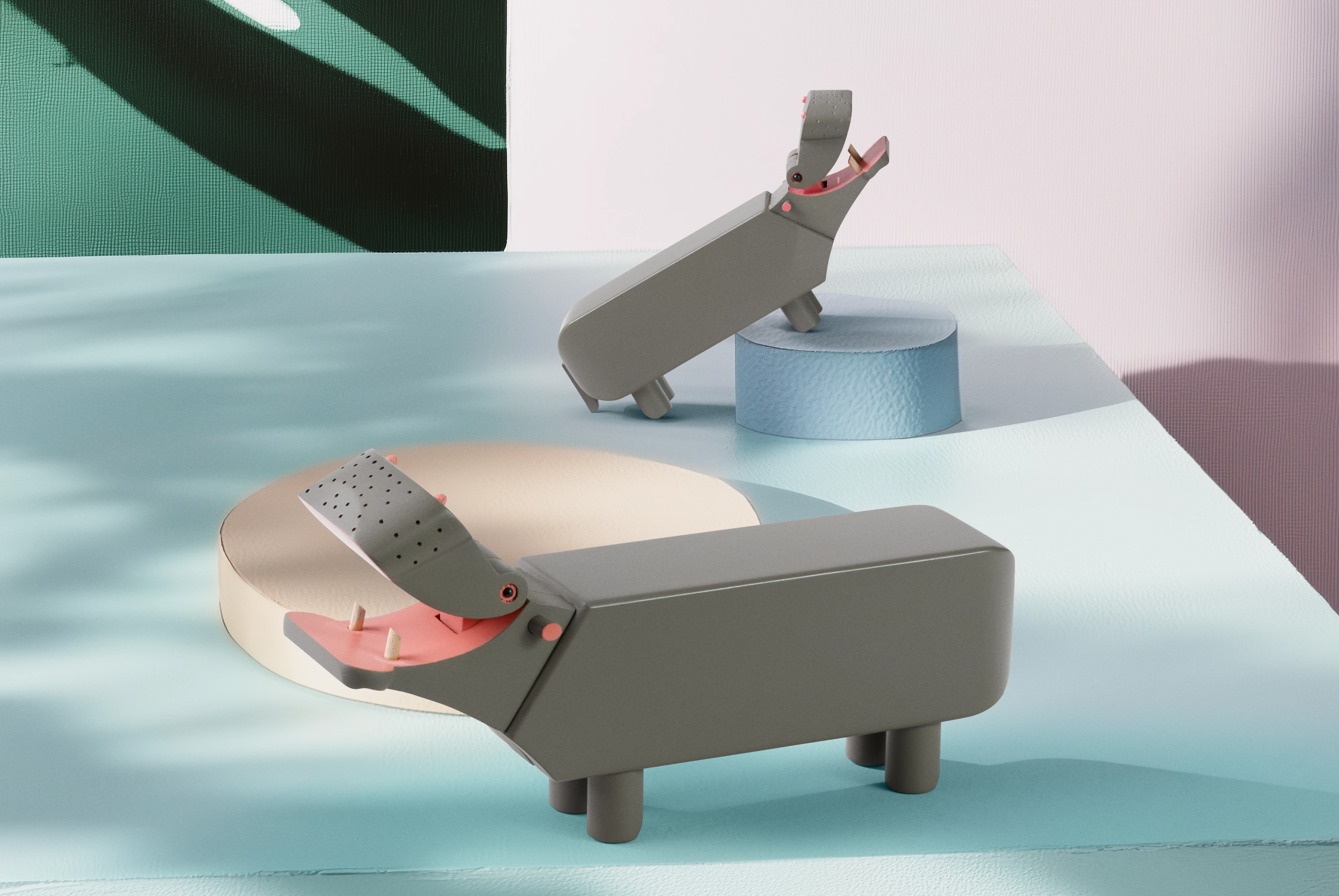 Hippo H9 cm from Kay Bojesen in Grey color, made of Wood