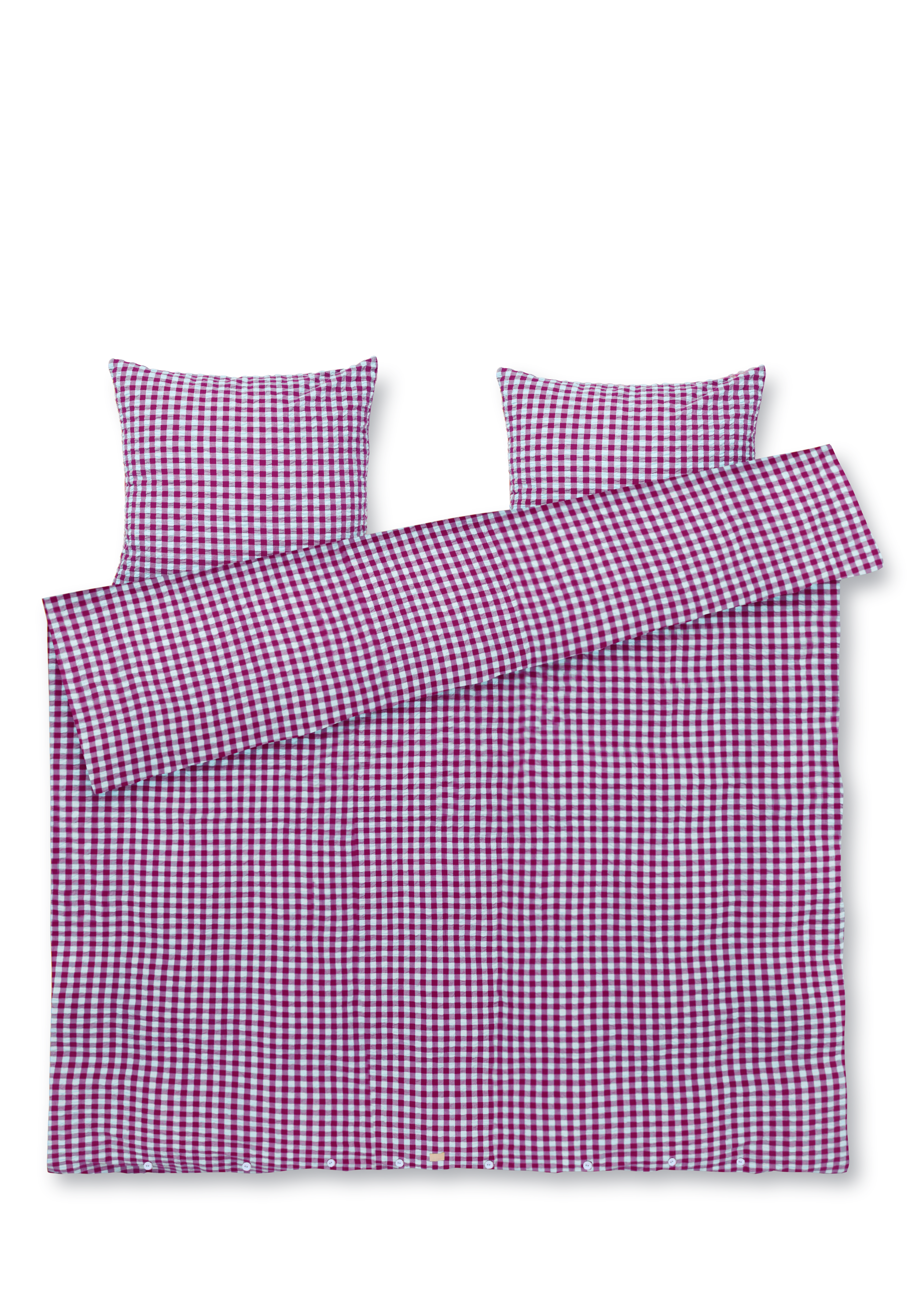 Sengetøj 220x220 cm fra JUNA i farven Fuchsia/Mint, lavet af Bomuld