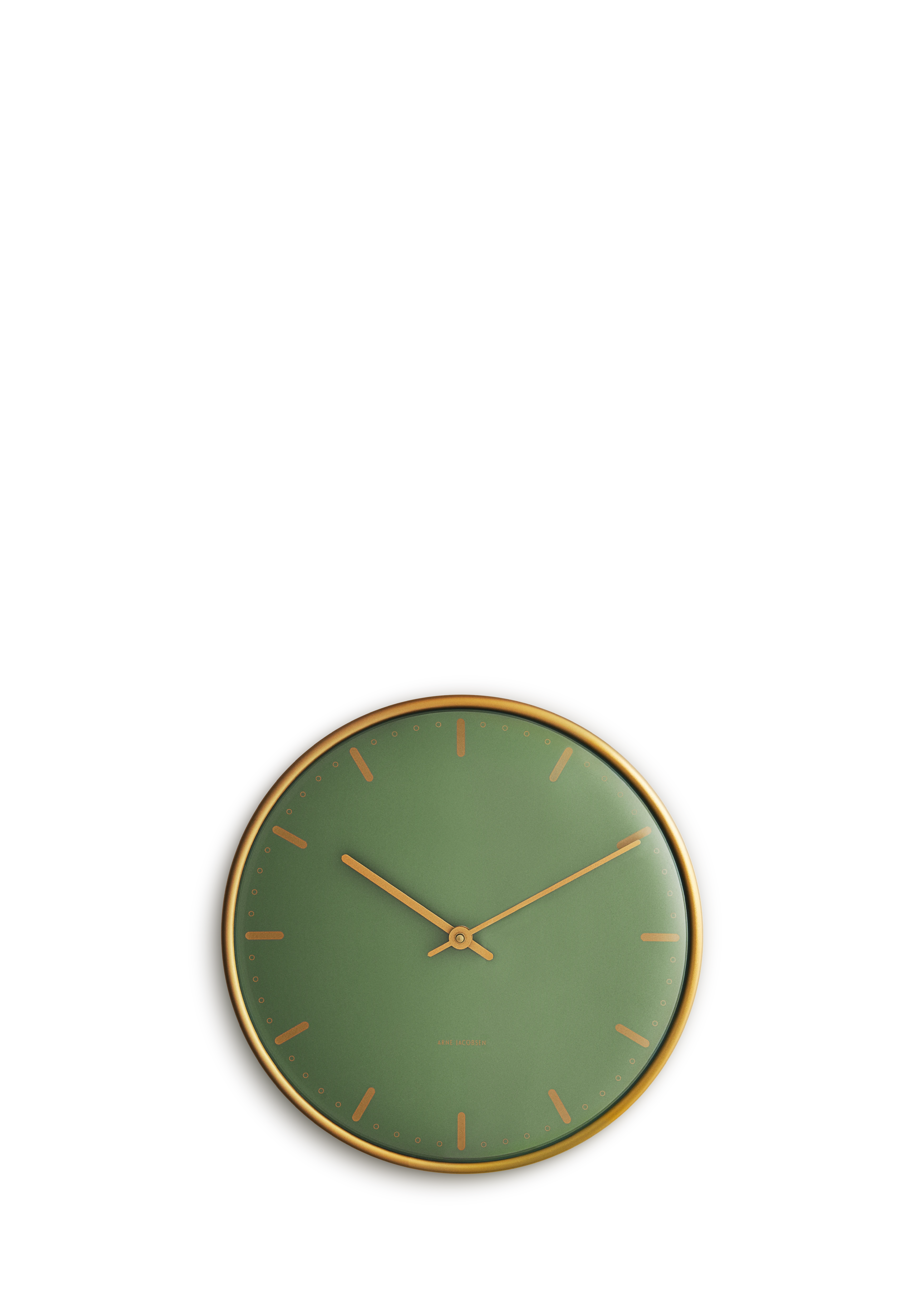 Wanduhr Ø21 cm von Arne Jacobsen in der Farbe Grün, hergestellt aus Metall