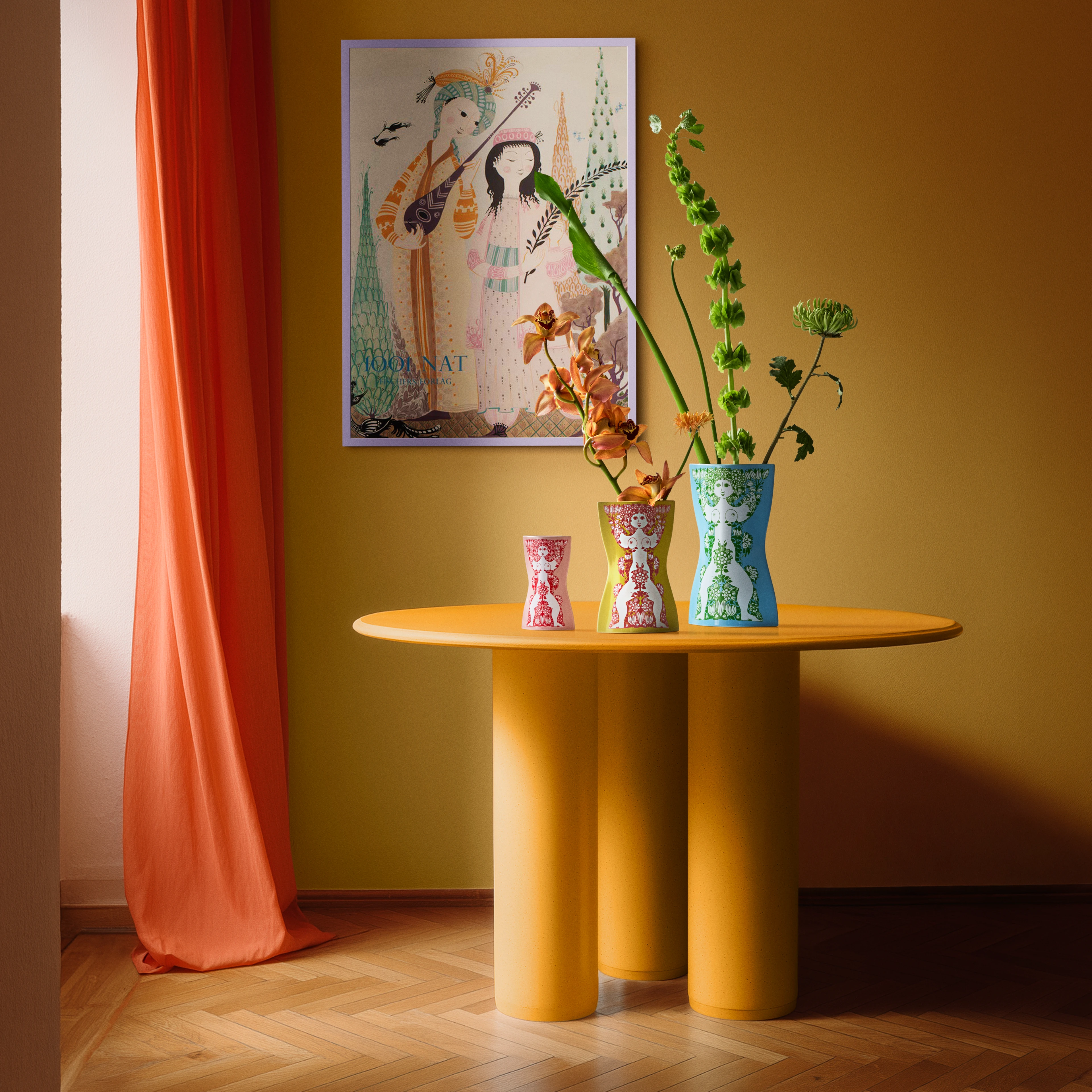 Vase H28.5 cm from Bjørn Wiinblad in Light Blue/Green color, made of Ceramics