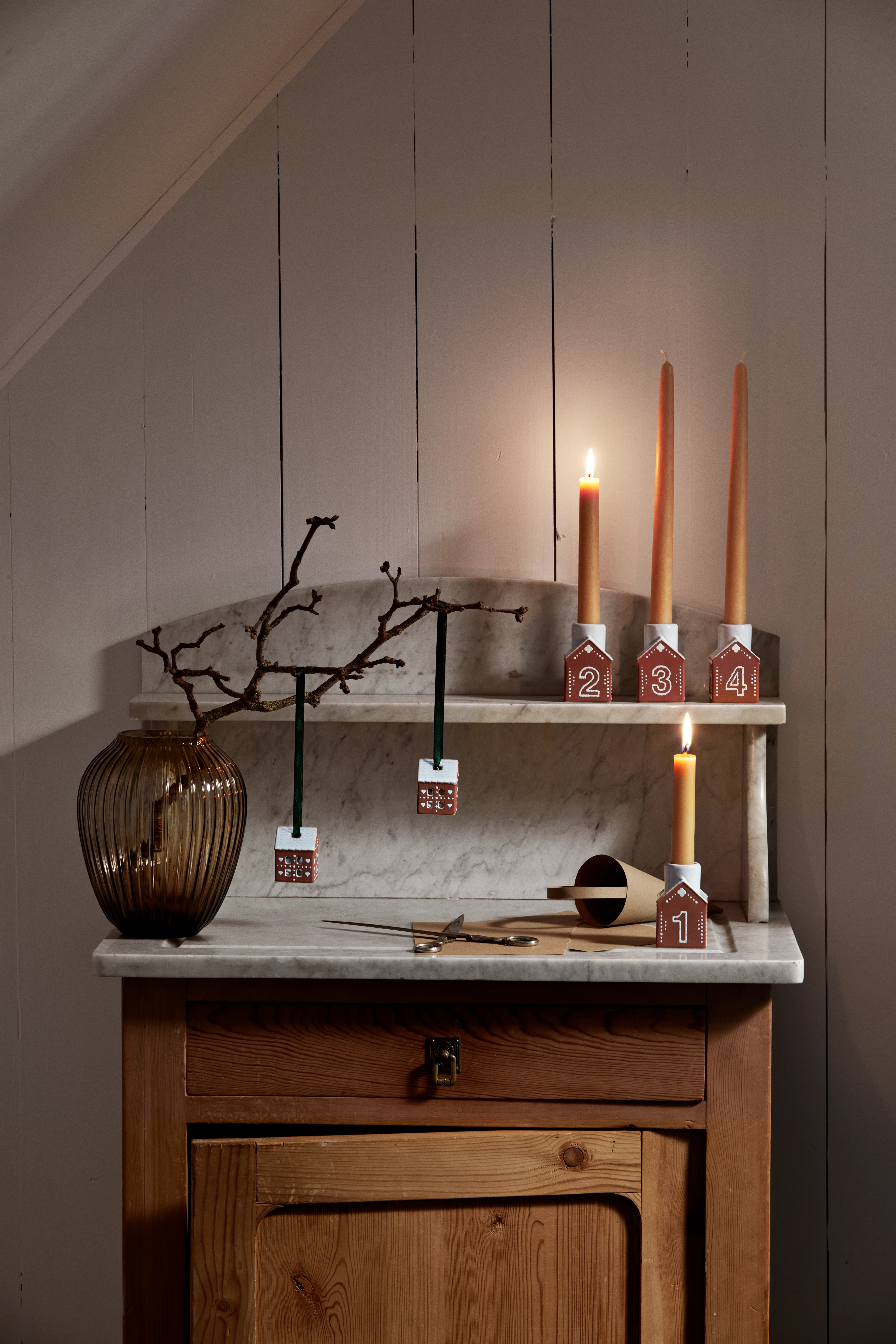 Juleoppheng H5 2 stk. fra Kähler i fargen Brun, laget av Keramikk