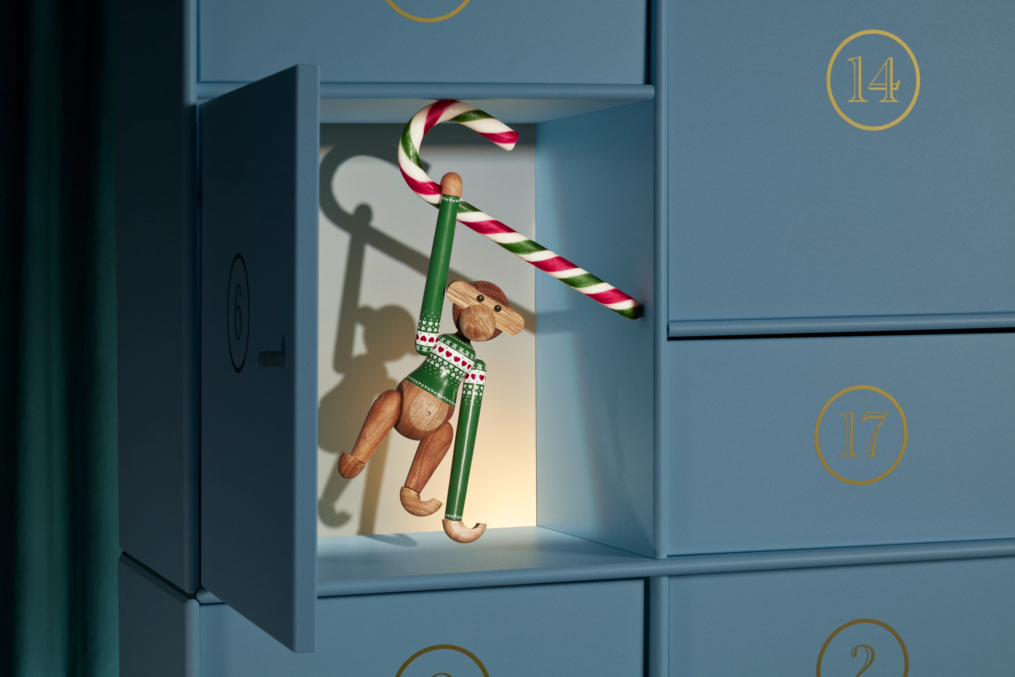 Christmas Jumper Monkey 2025 small from Kay Bojesen in Green color, made of Wood