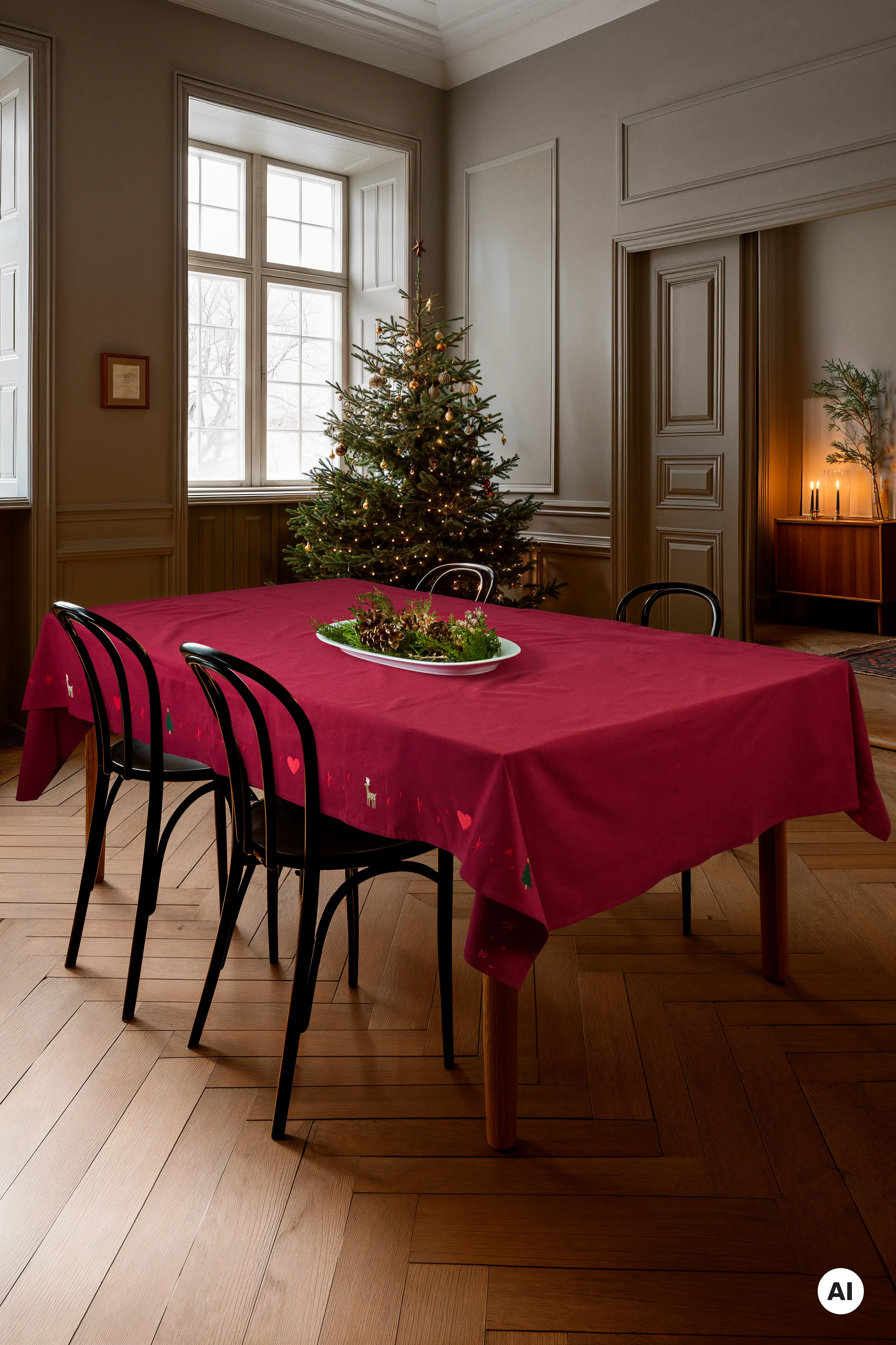 JUNA Tischdecke 150x320 in Rot aus der Serie Christmas Fable