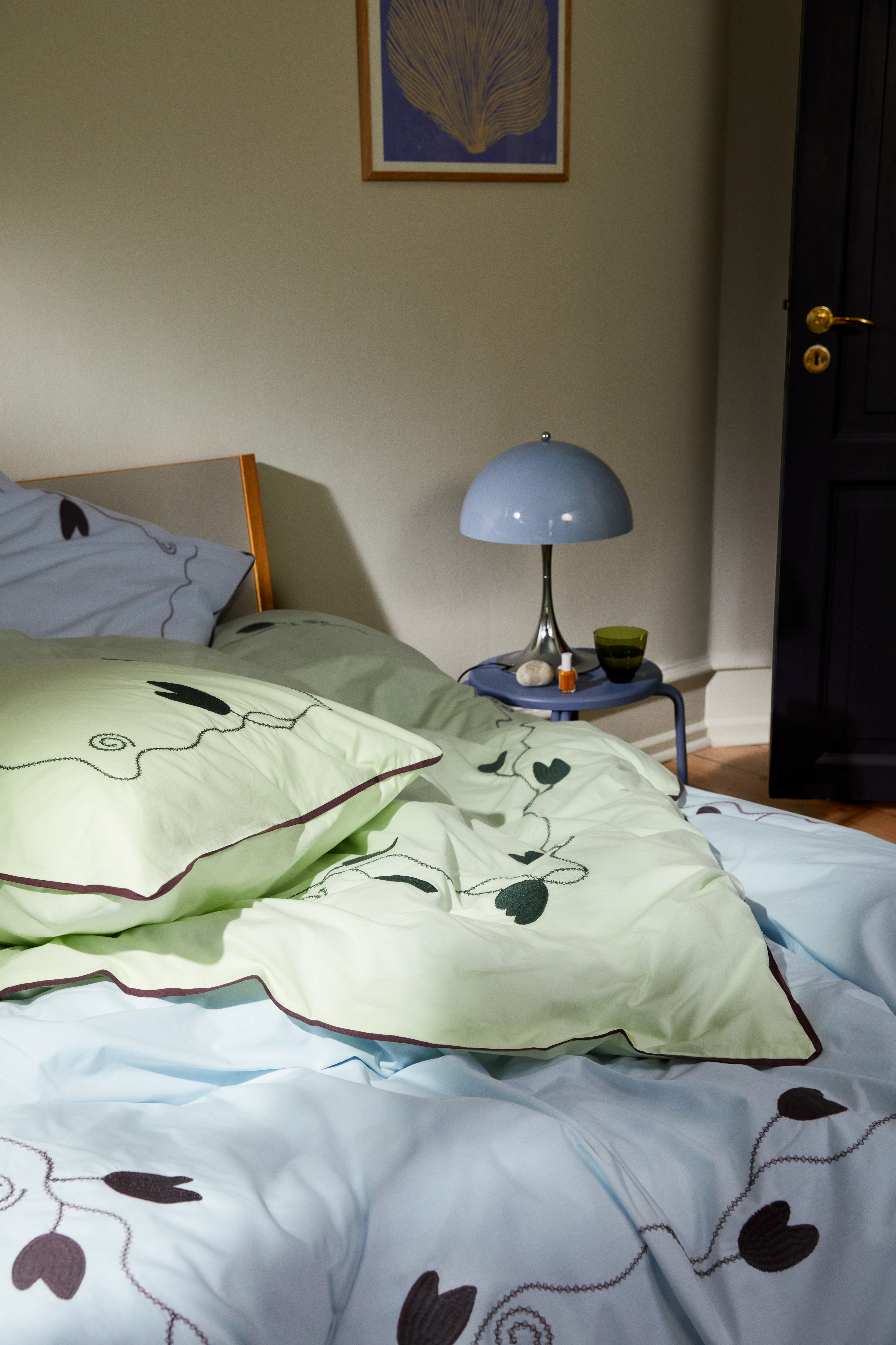 Bed linen 140x200 cm from JUNA in Light blue color, made of Cotton