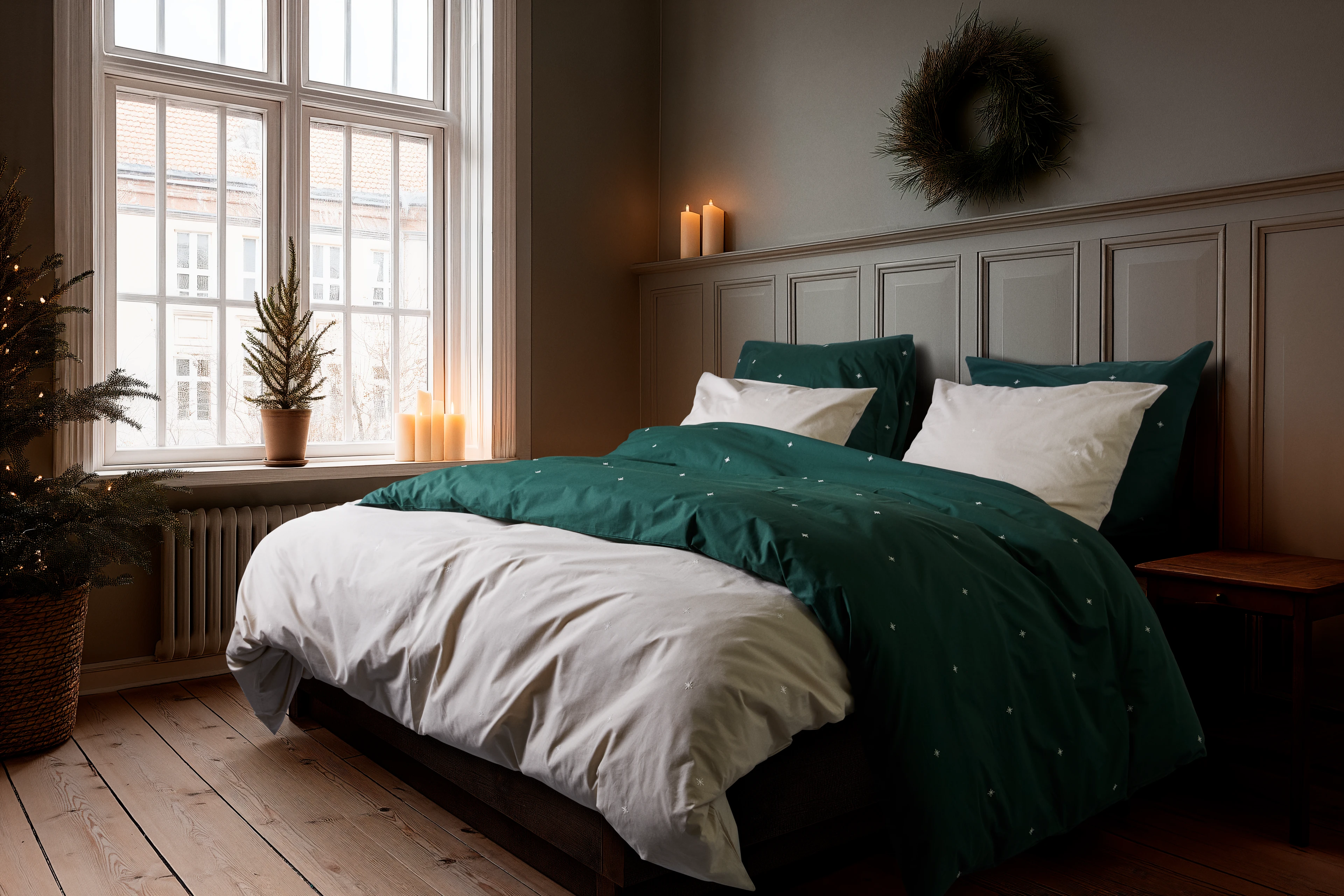 Bed linen 140x220 cm from JUNA in Sand color, made of Cotton