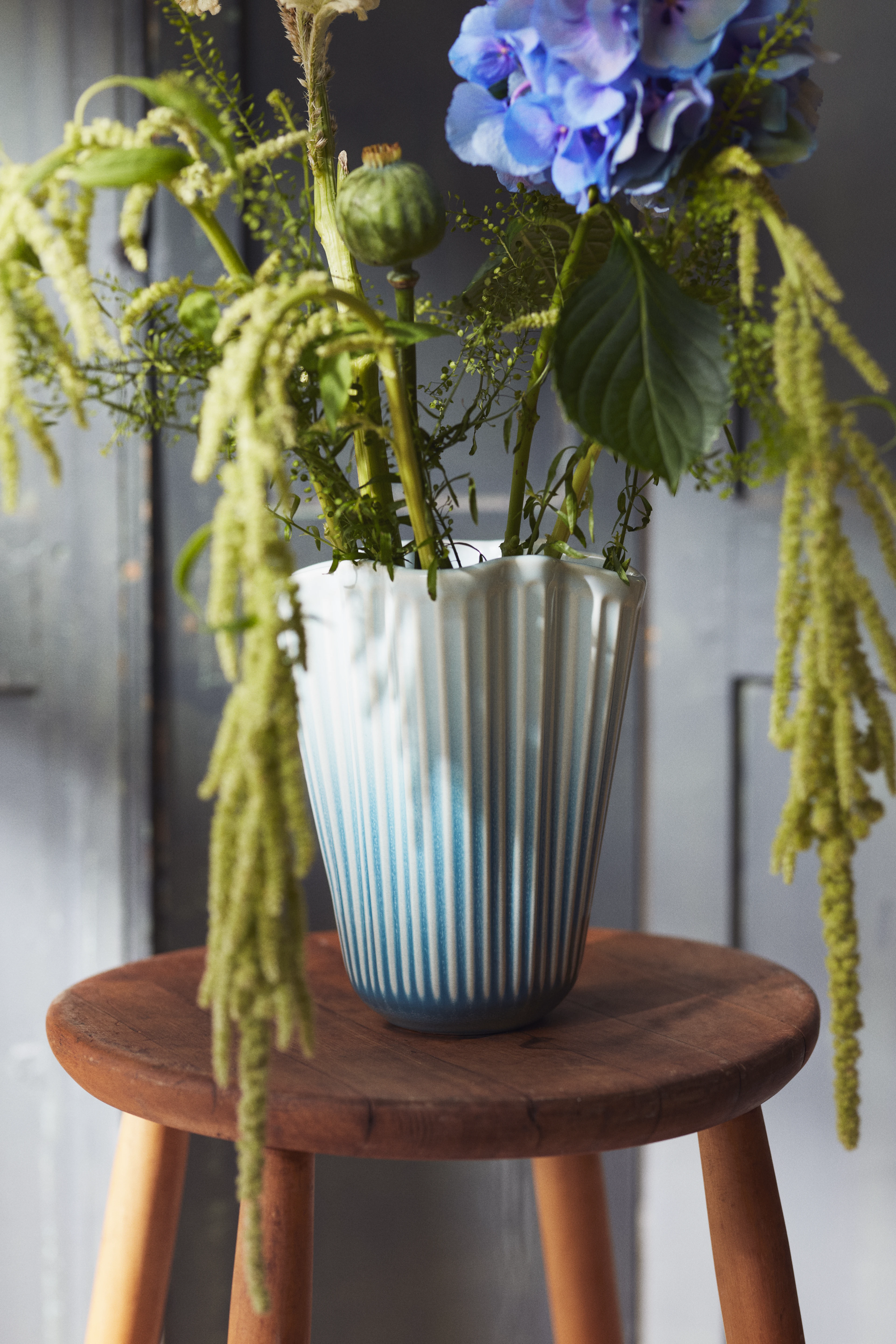 Unfold Vase H20.5 cm from Kähler in Blue color, made of Ceramics