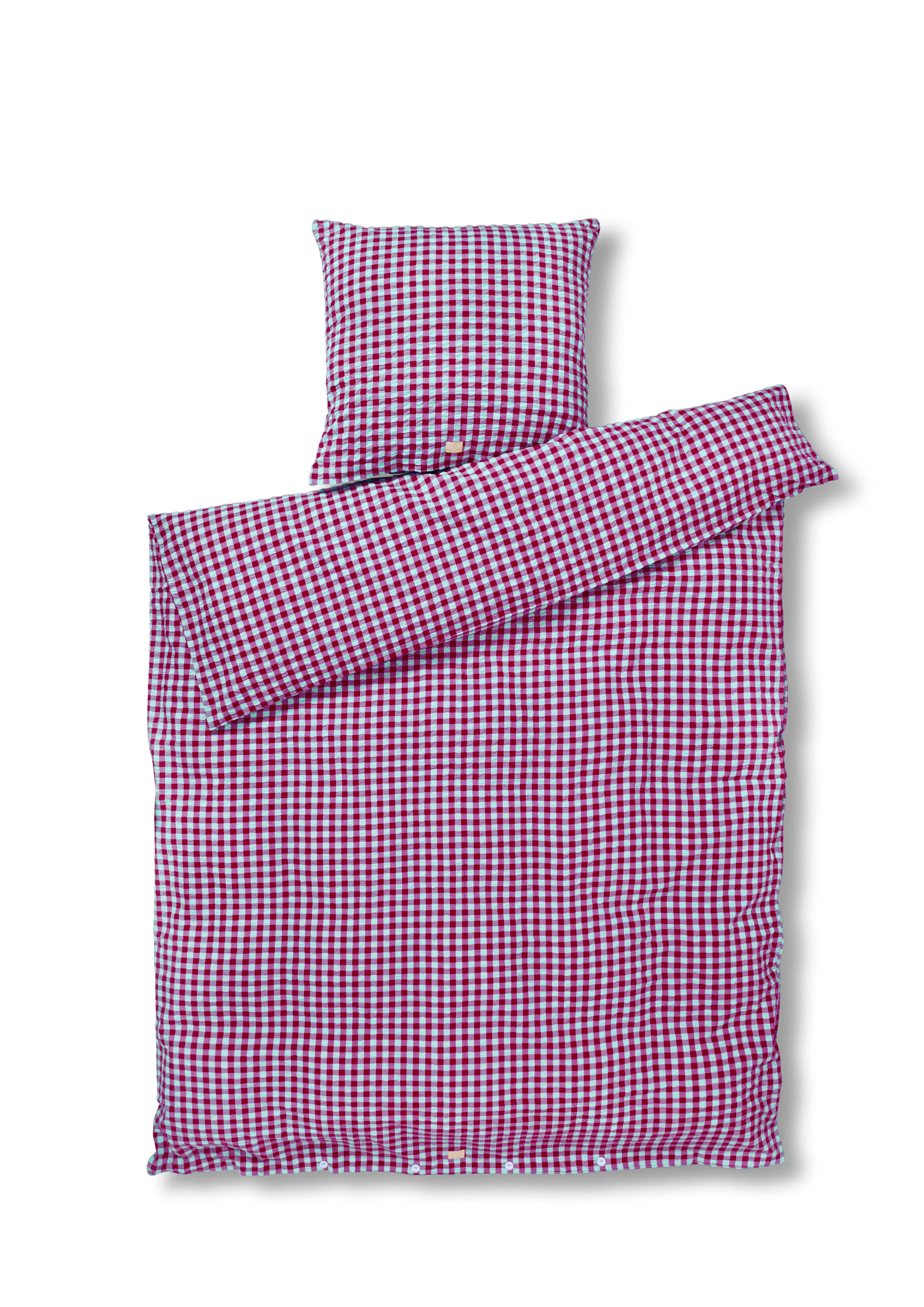 Sengetøj 150x210 cm fra JUNA i farven Fuchsia/Mint, lavet af Bomuld