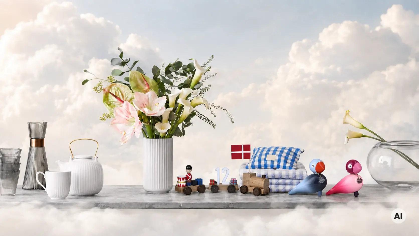 Kay Bojesen Fødselsdagstog i træ med flag, gaver og zebra i dekorativ gaveguide med Ønskeskyen favoritter