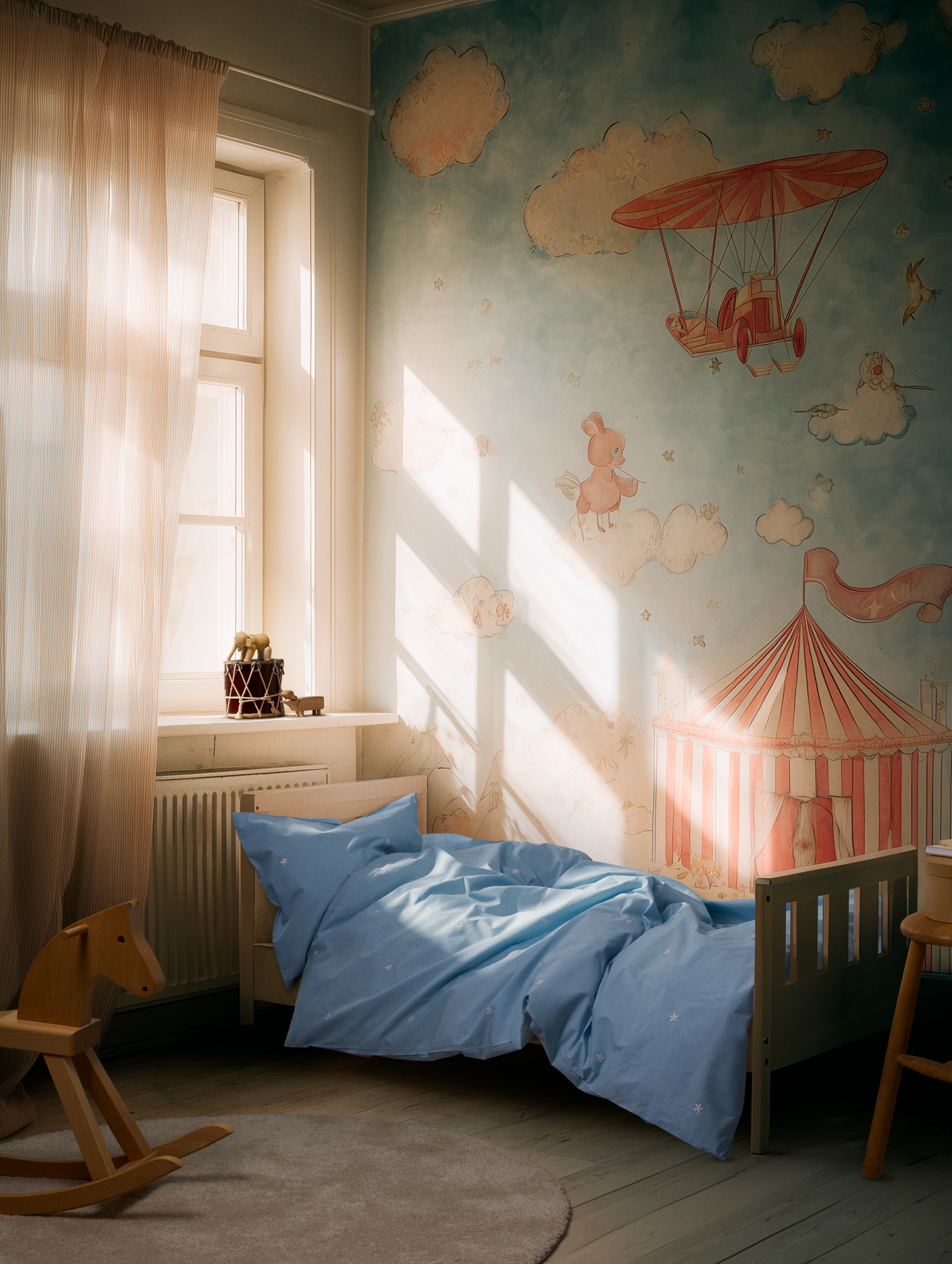 Junior Bed linen 100x140 cm from JUNA in Light blue color, made of Cotton
