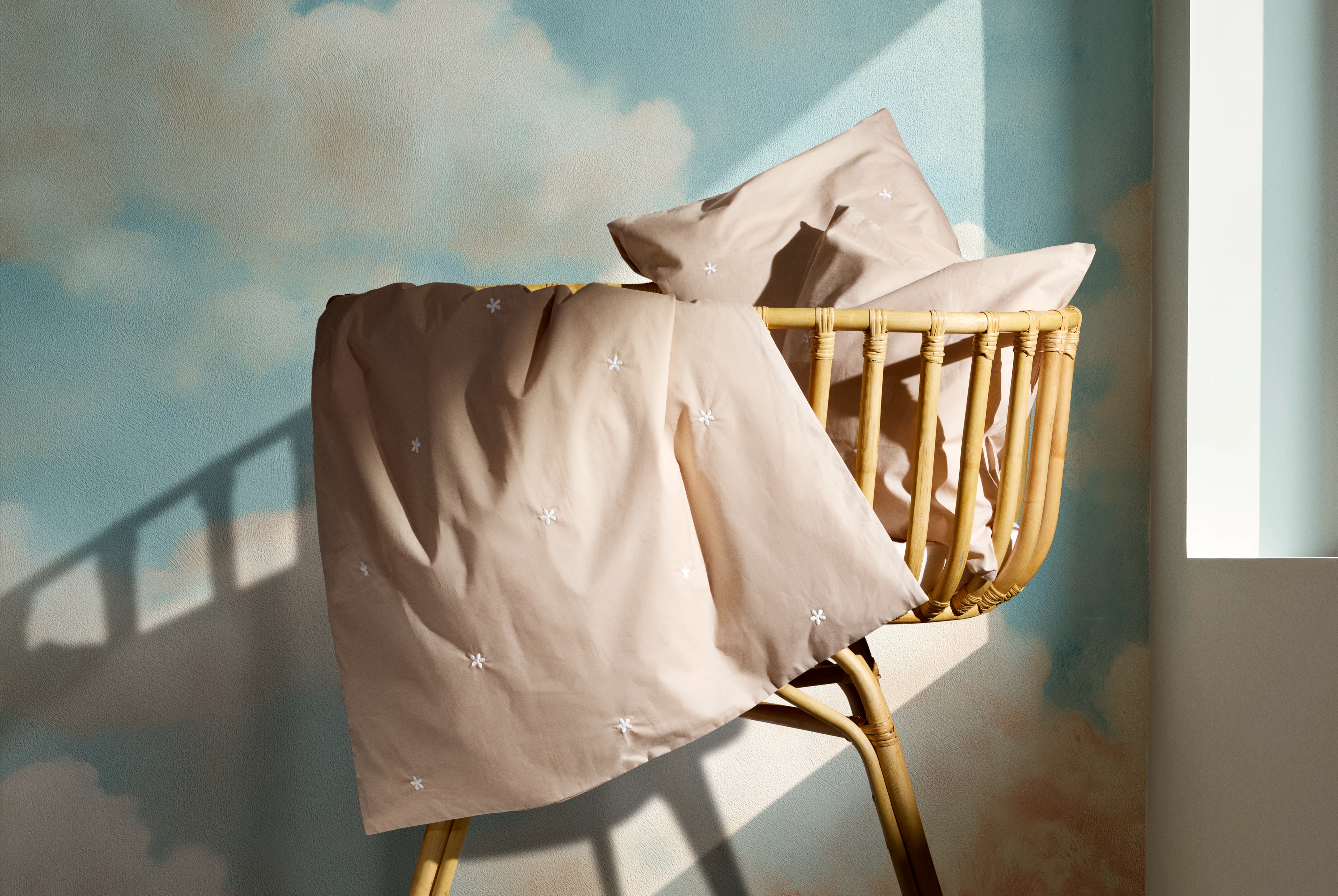 Baby Bed linen 70x100 cm from JUNA in Sand/White color, made of Cotton