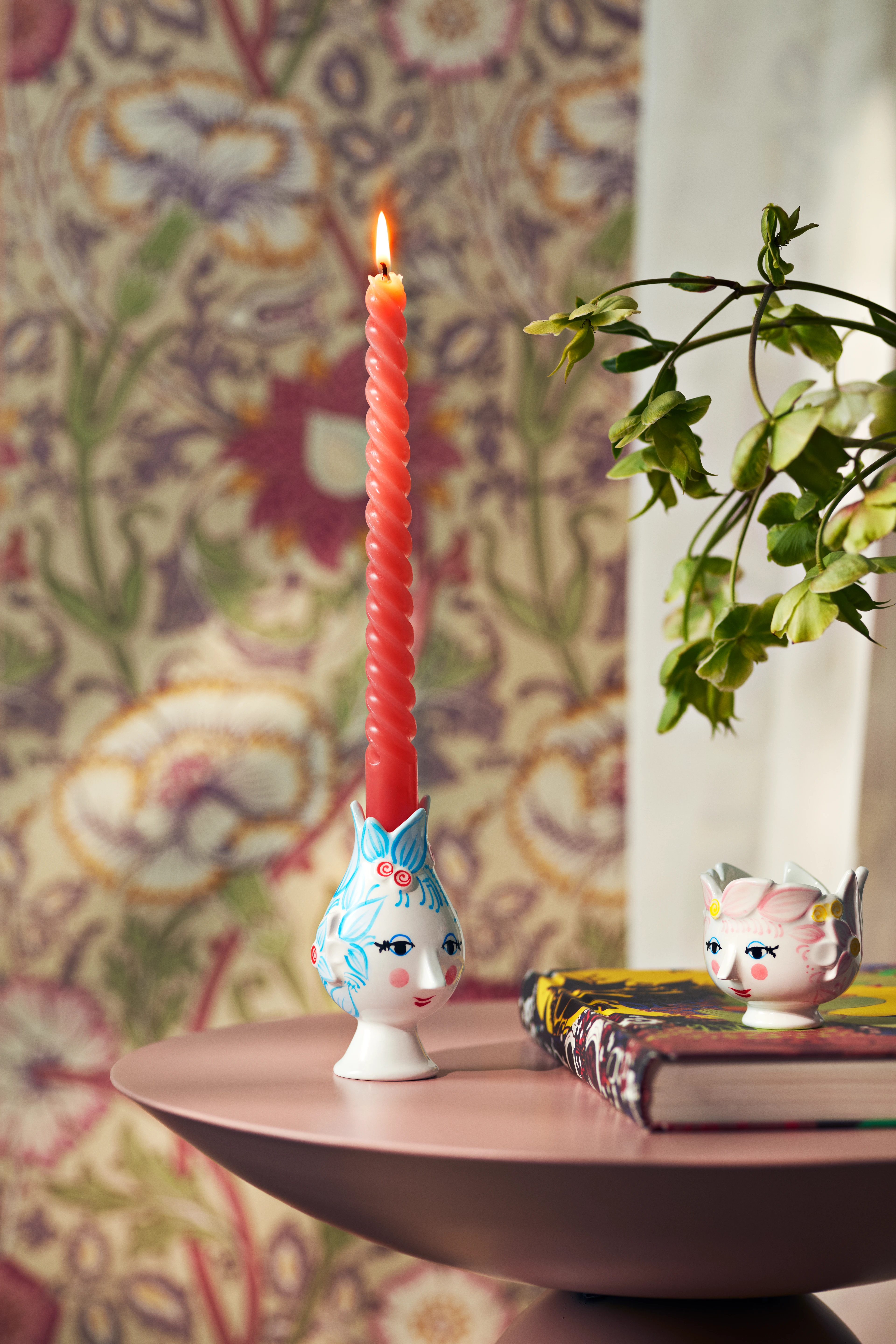 Fyrfadsstage Ø6.5 cm fra Bjørn Wiinblad i farven Pink, lavet af Keramik