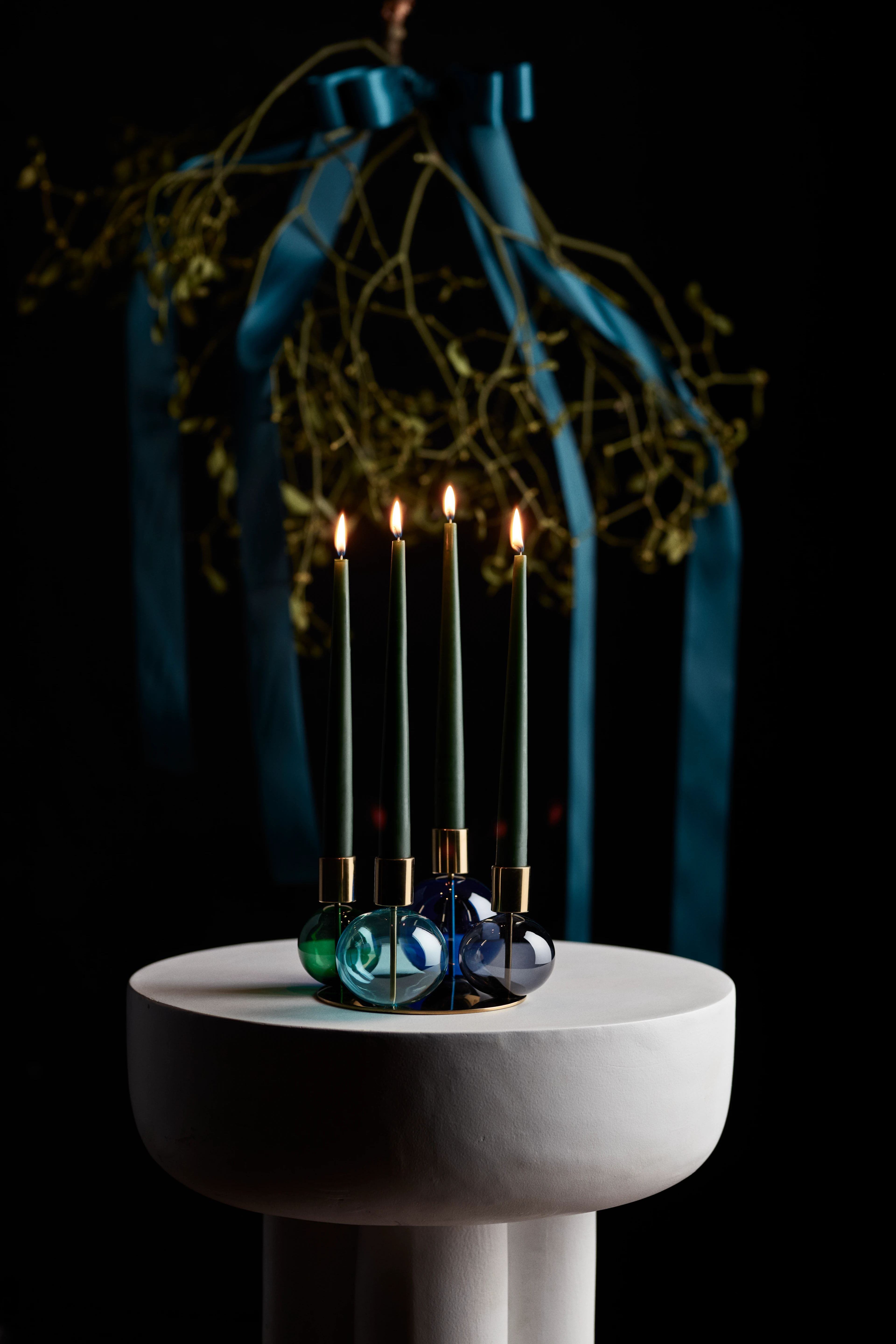 4-armed candle holder Ø17.5 cm from Holmegaard in Blue/Green color, made of Glass