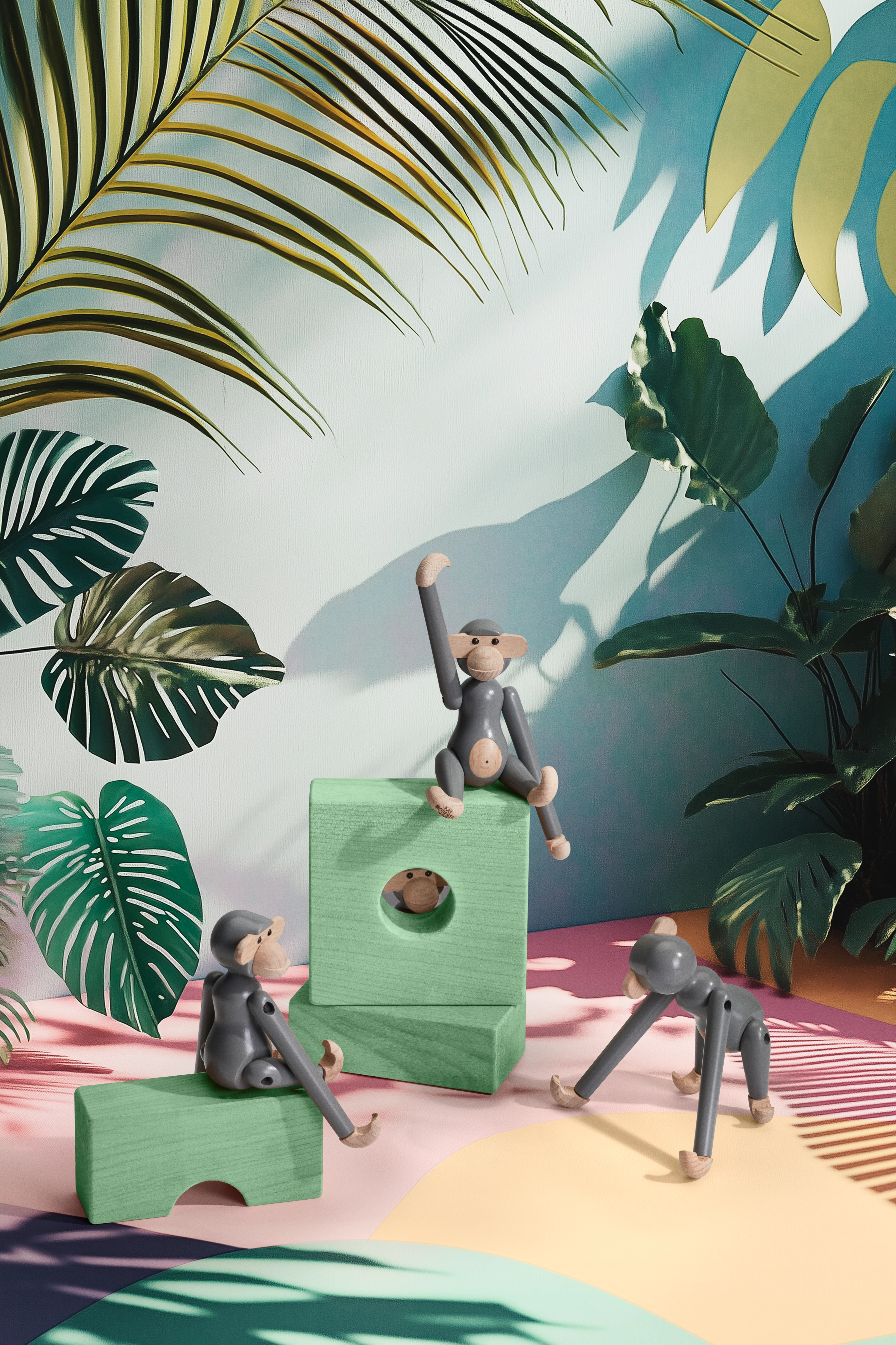 Monkey mini from Kay Bojesen in Grey color, made of Wood