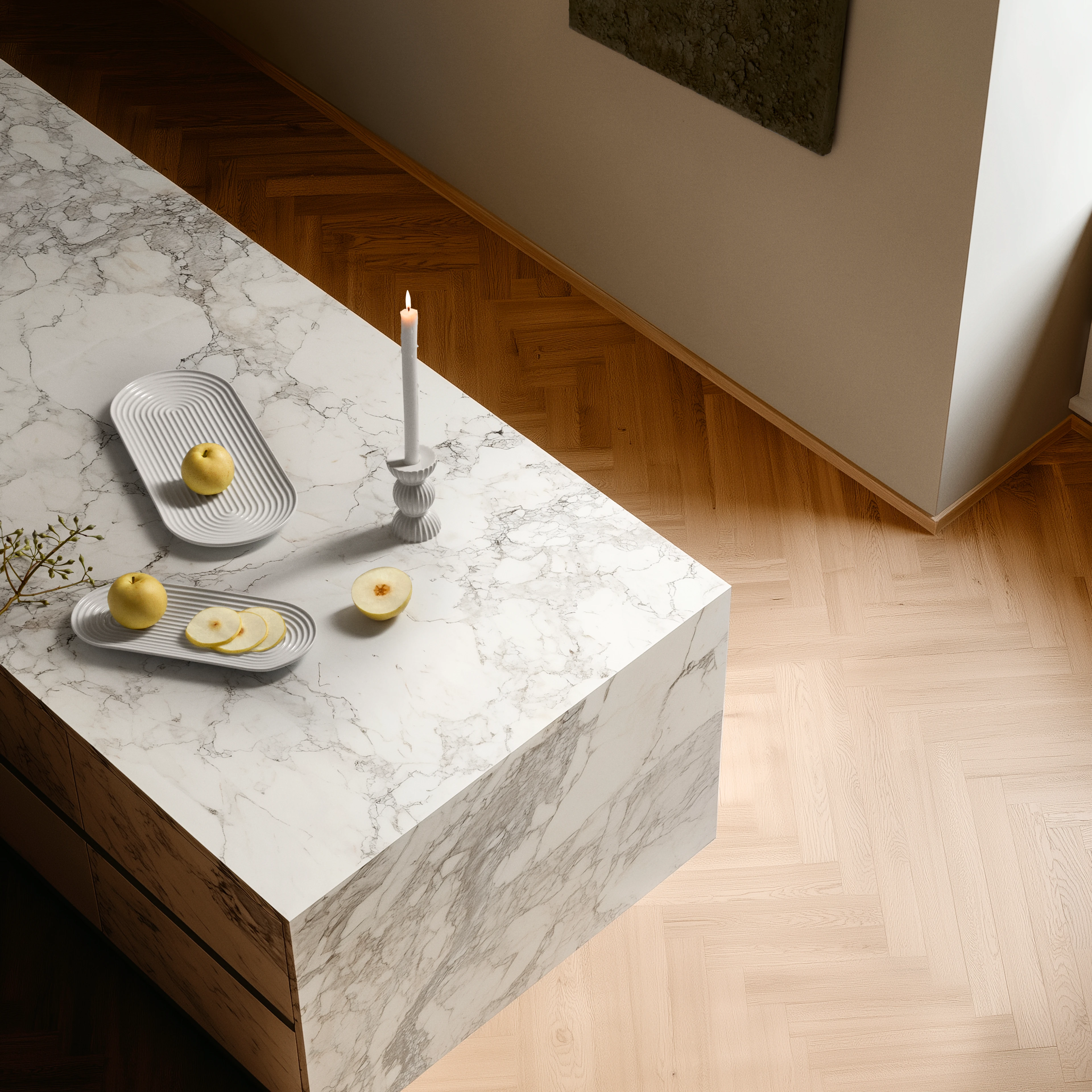 Ovalt serveringsfad 48x20 cm fra Lyngby Porcelæn i farven Hvid, lavet af Keramik