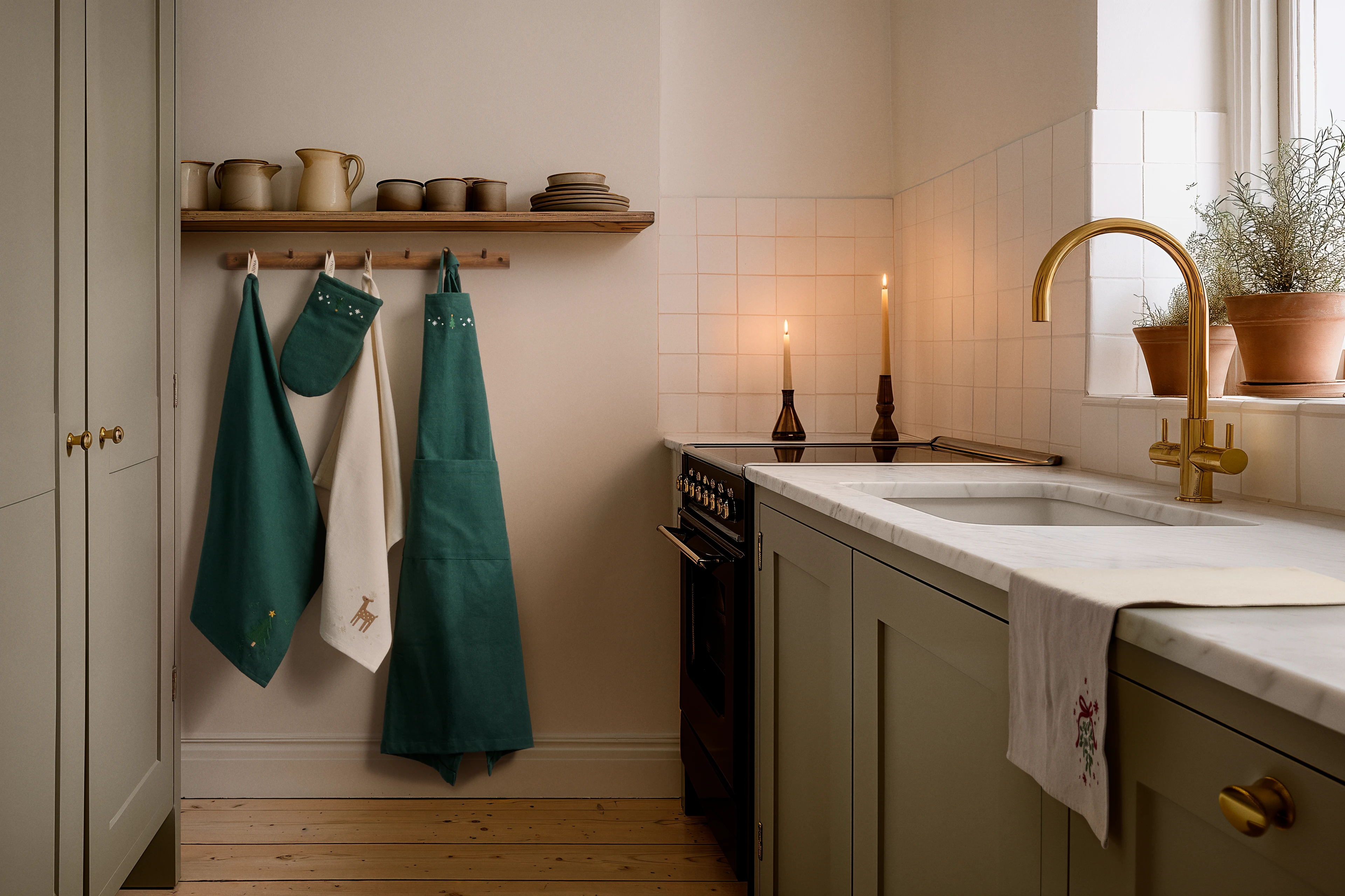 Tea towel 50x70 cm from JUNA in Green color, made of Cotton blend