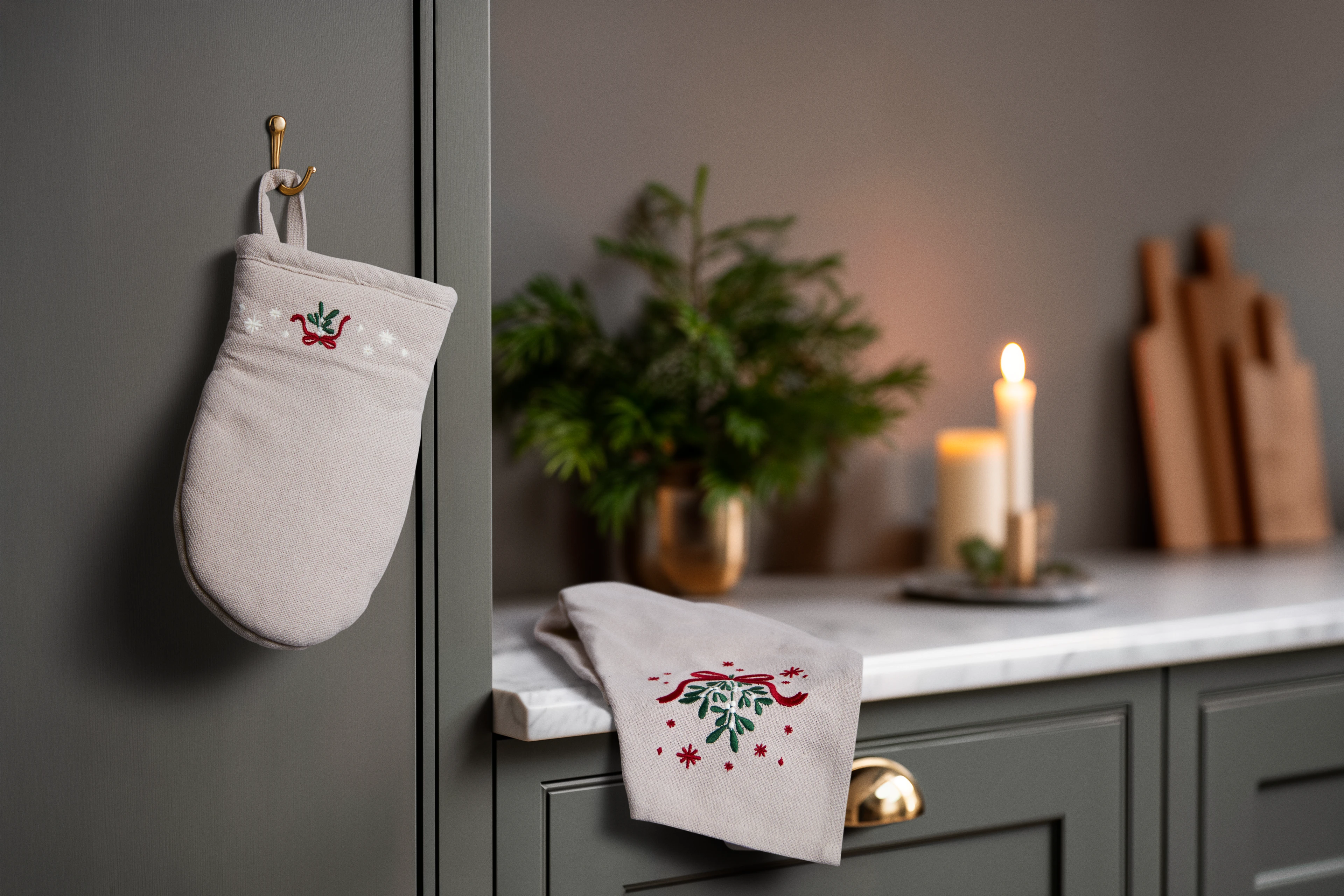 Tea towel 50x70 cm from JUNA in Sand color, made of Cotton blend