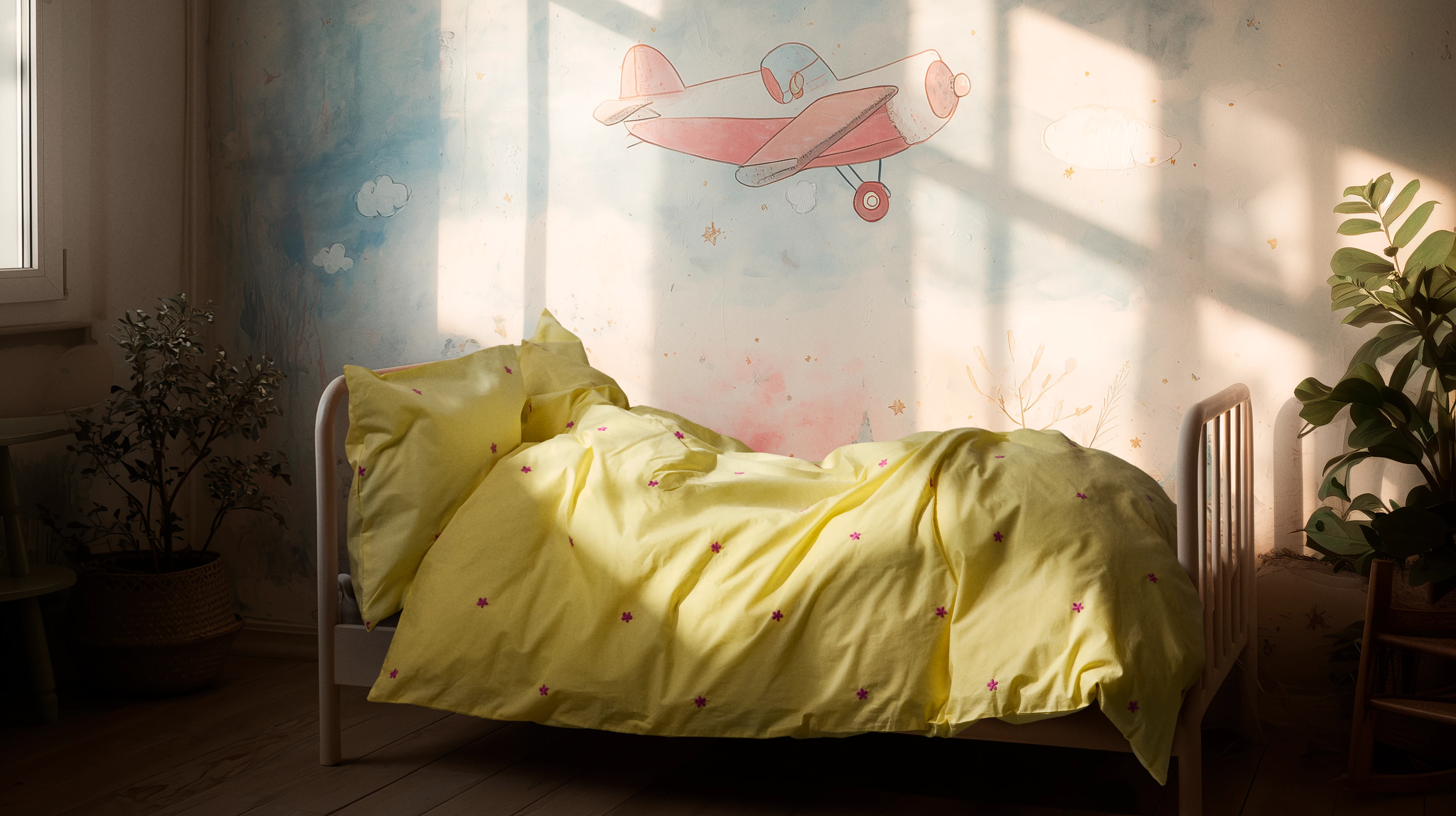 Junior Bed linen 100x140 cm from JUNA in Yellow color, made of Cotton