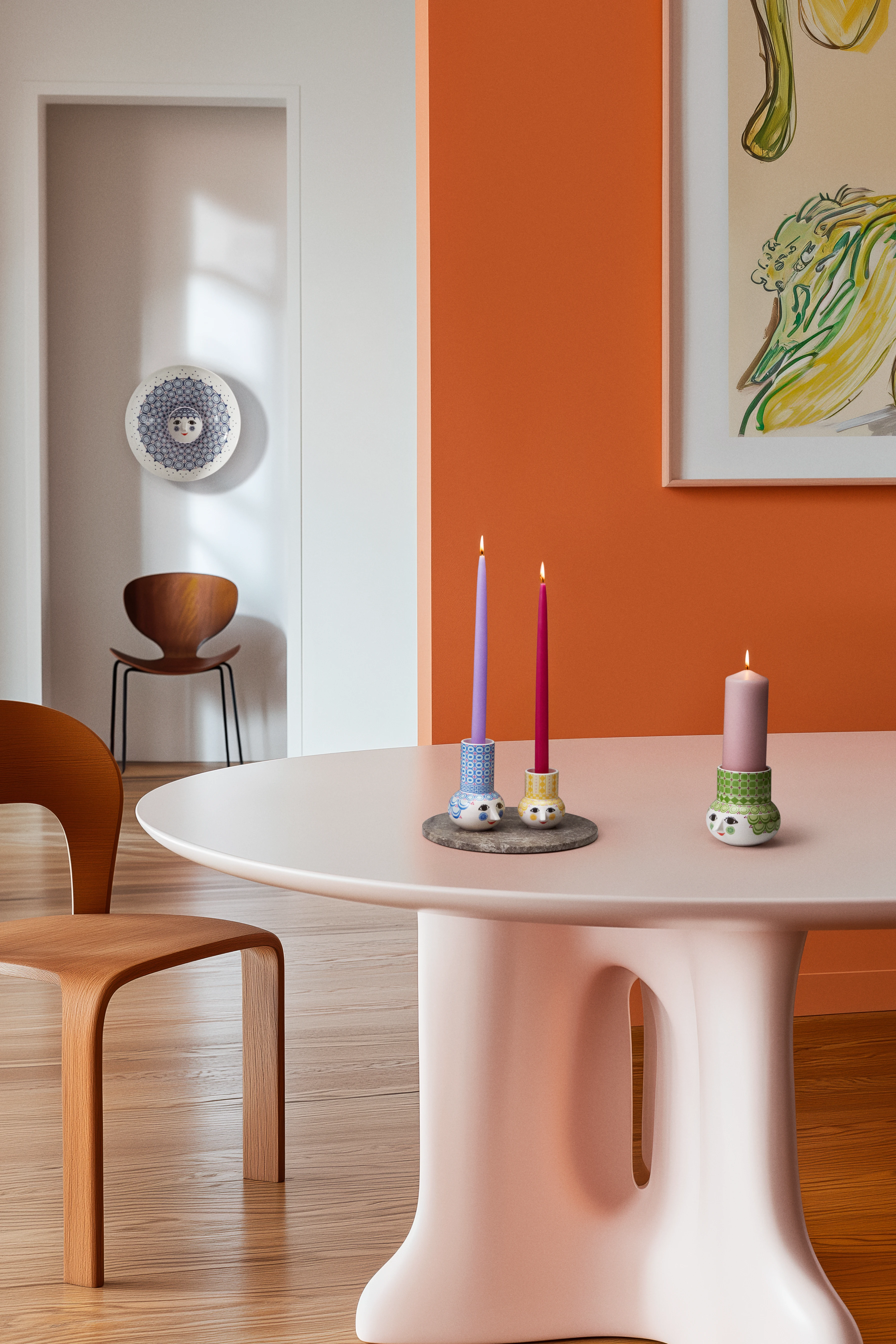 Candle holder H14 cm from Bjørn Wiinblad in Light blue color, made of Ceramics